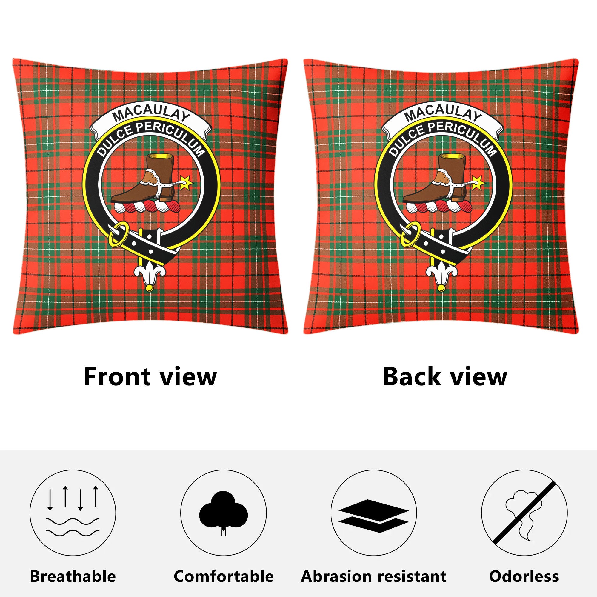 MacAulay Ancient Tartan Crest Pillow Cover