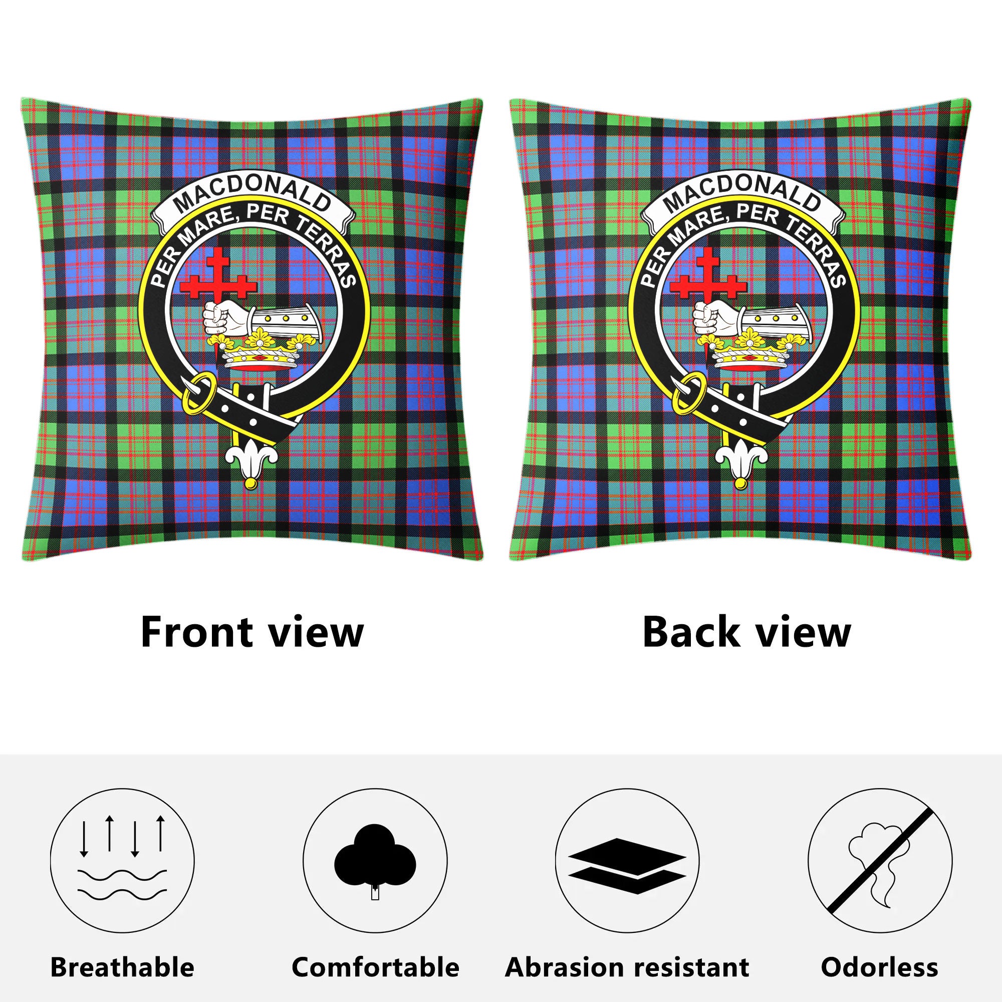 MacDonald Ancient Tartan Crest Pillow Cover