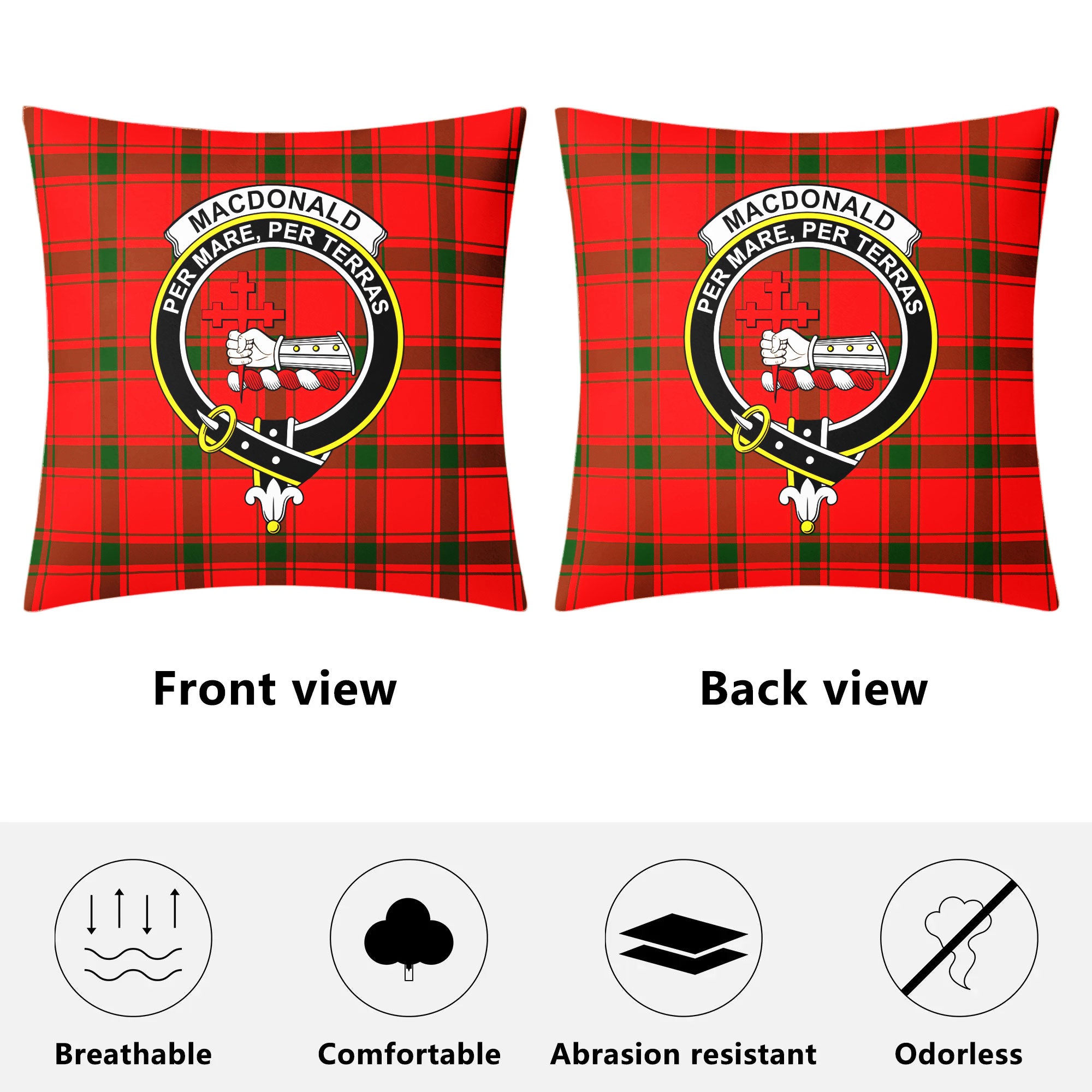 MacDonald of Sleat Tartan Crest Pillow Cover