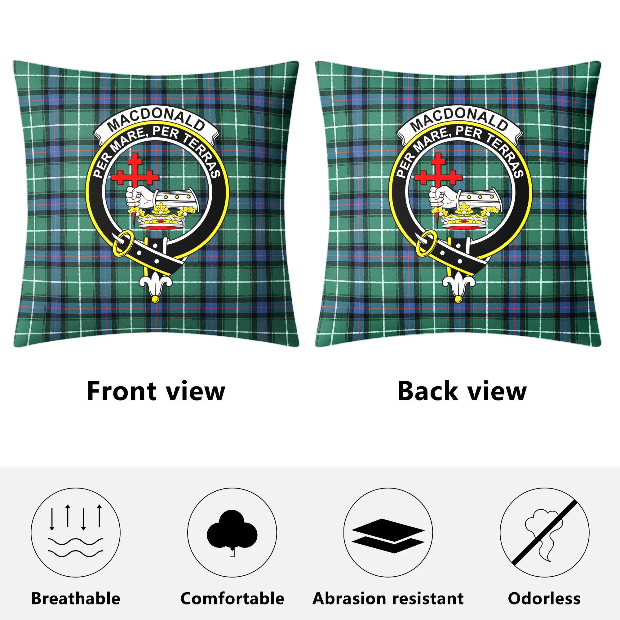 MacDonald of the Isles Hunting Ancient Tartan Crest Pillow Cover