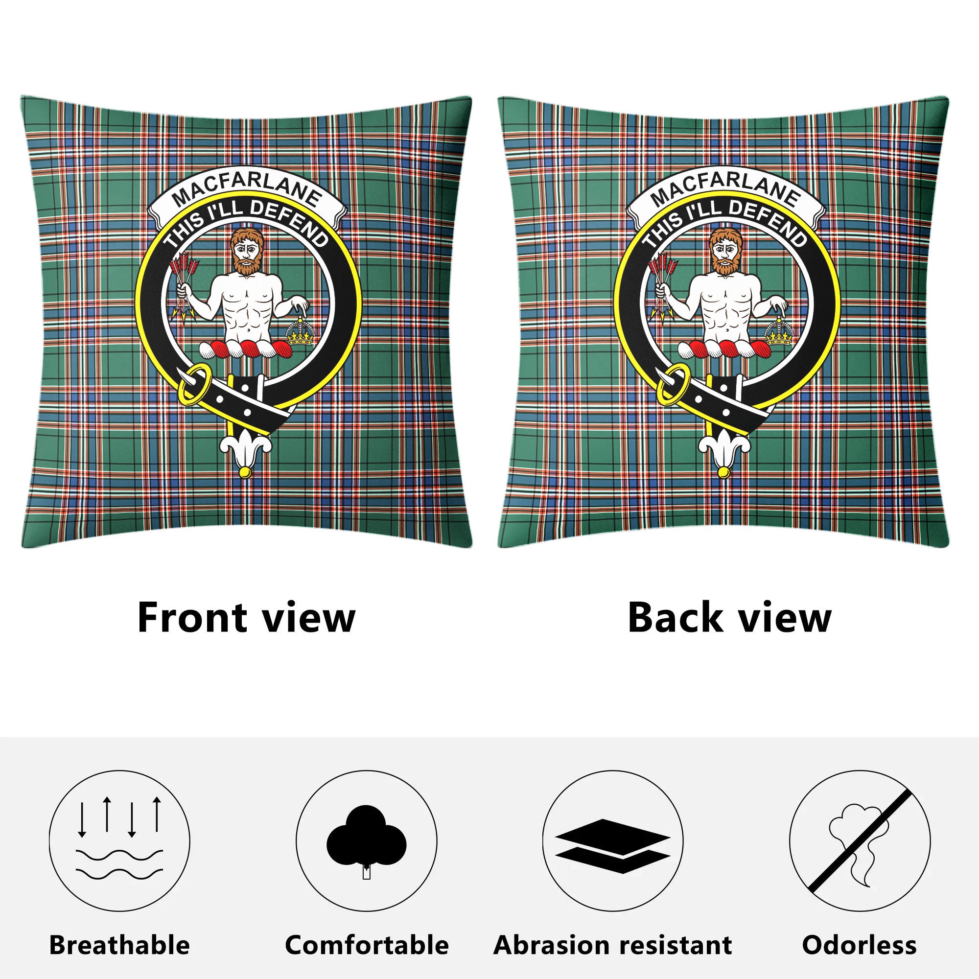 MacFarlane Hunting Ancient Tartan Crest Pillow Cover