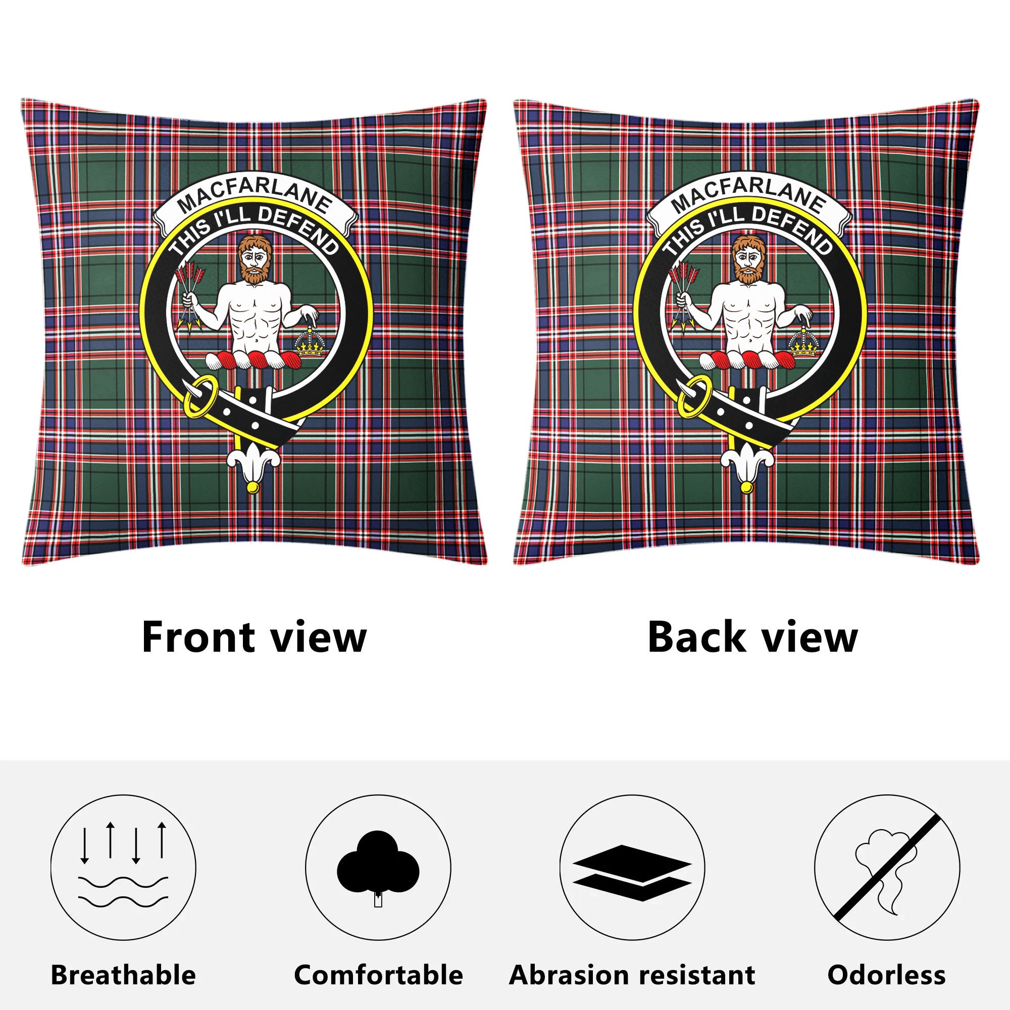 MacFarlane Hunting Modern Tartan Crest Pillow Cover