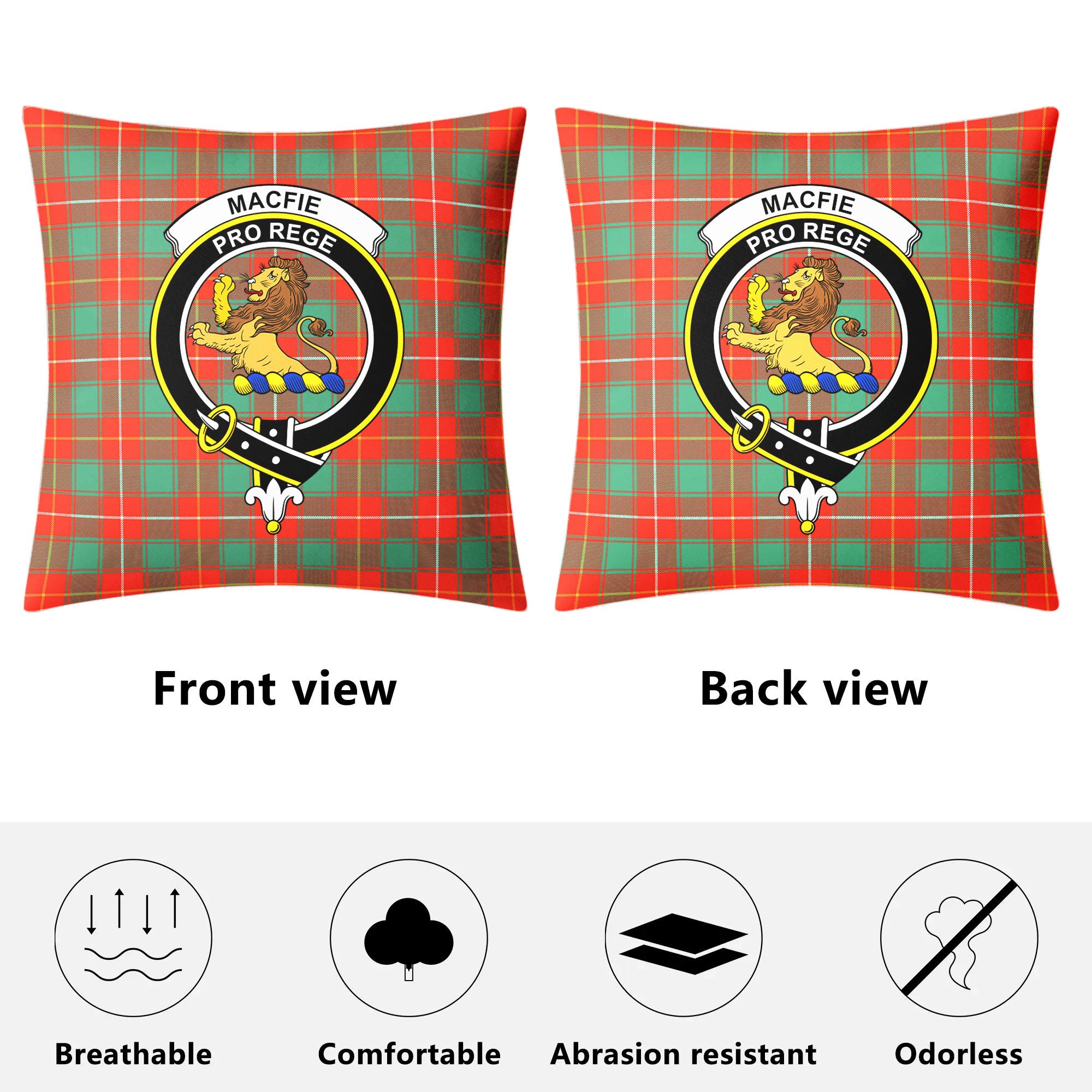 MacFie Ancient Tartan Crest Pillow Cover