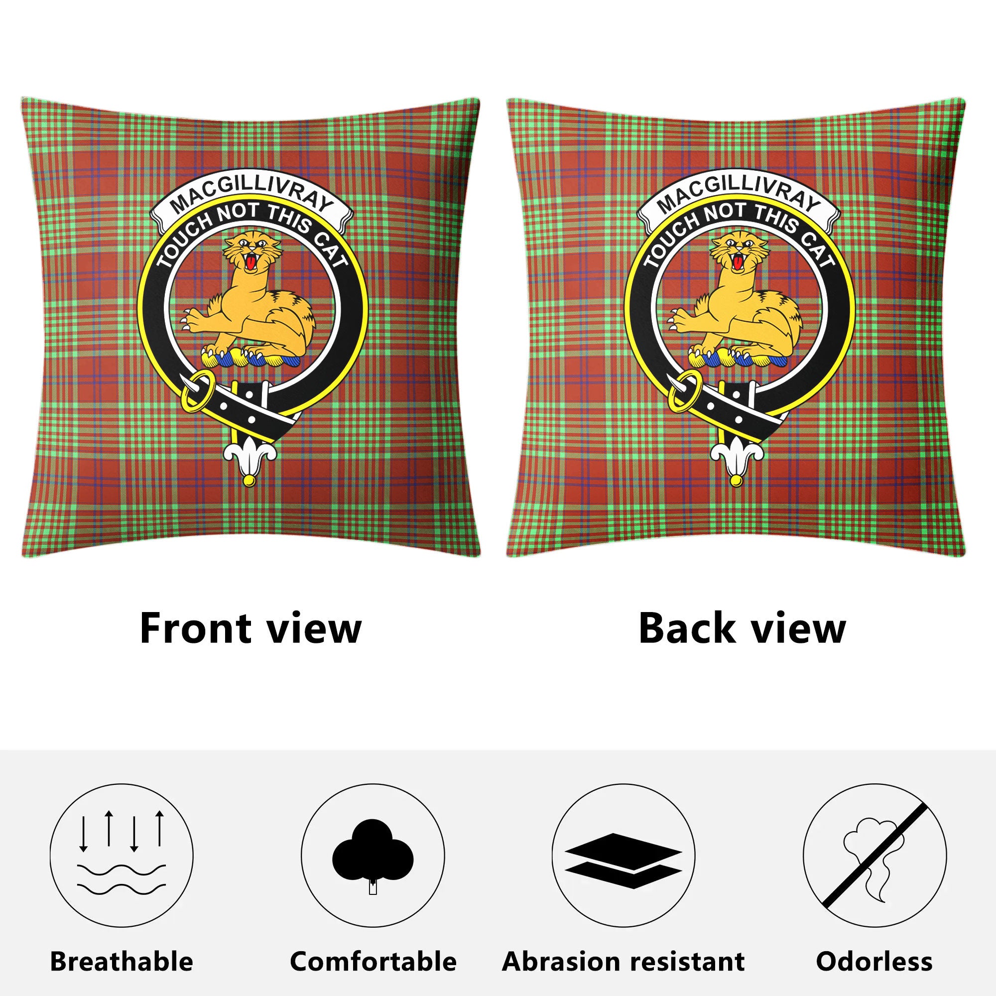 MacGillivray Hunting Ancient Tartan Crest Pillow Cover