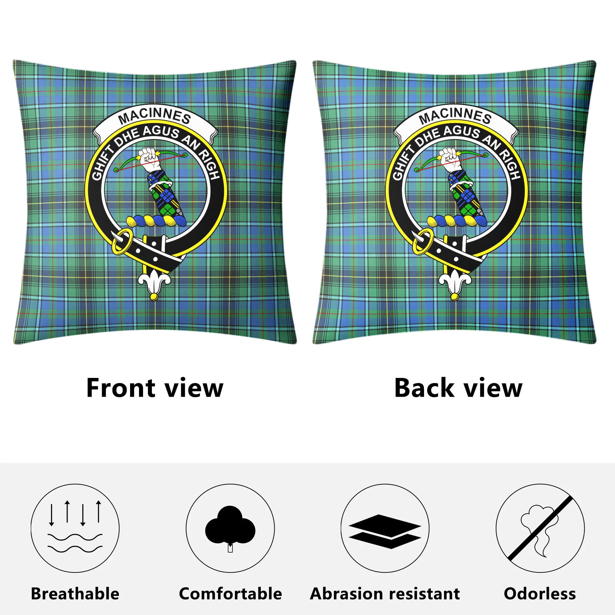 MacInnes Ancient Tartan Crest Pillow Cover