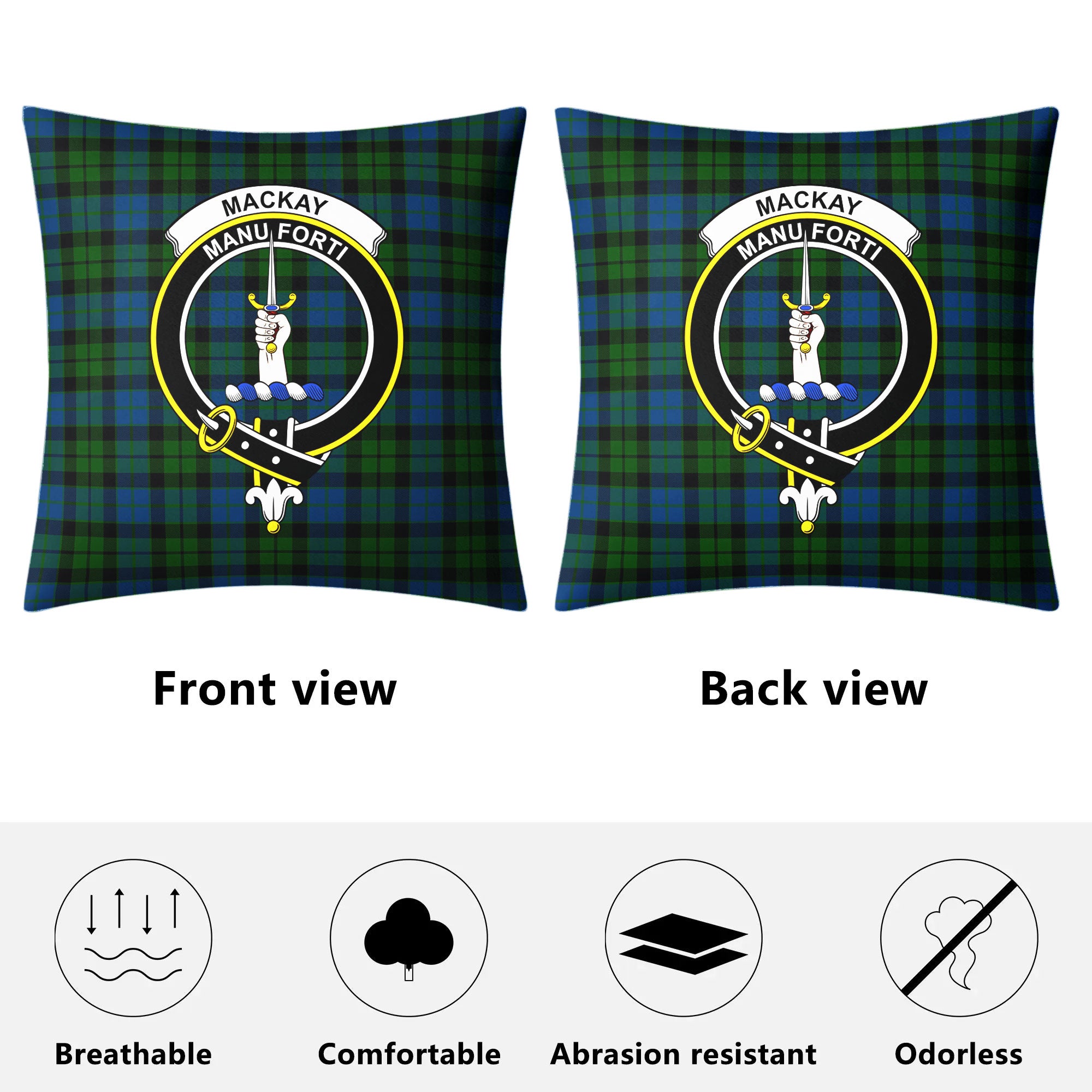 MacKay Modern Tartan Crest Pillow Cover