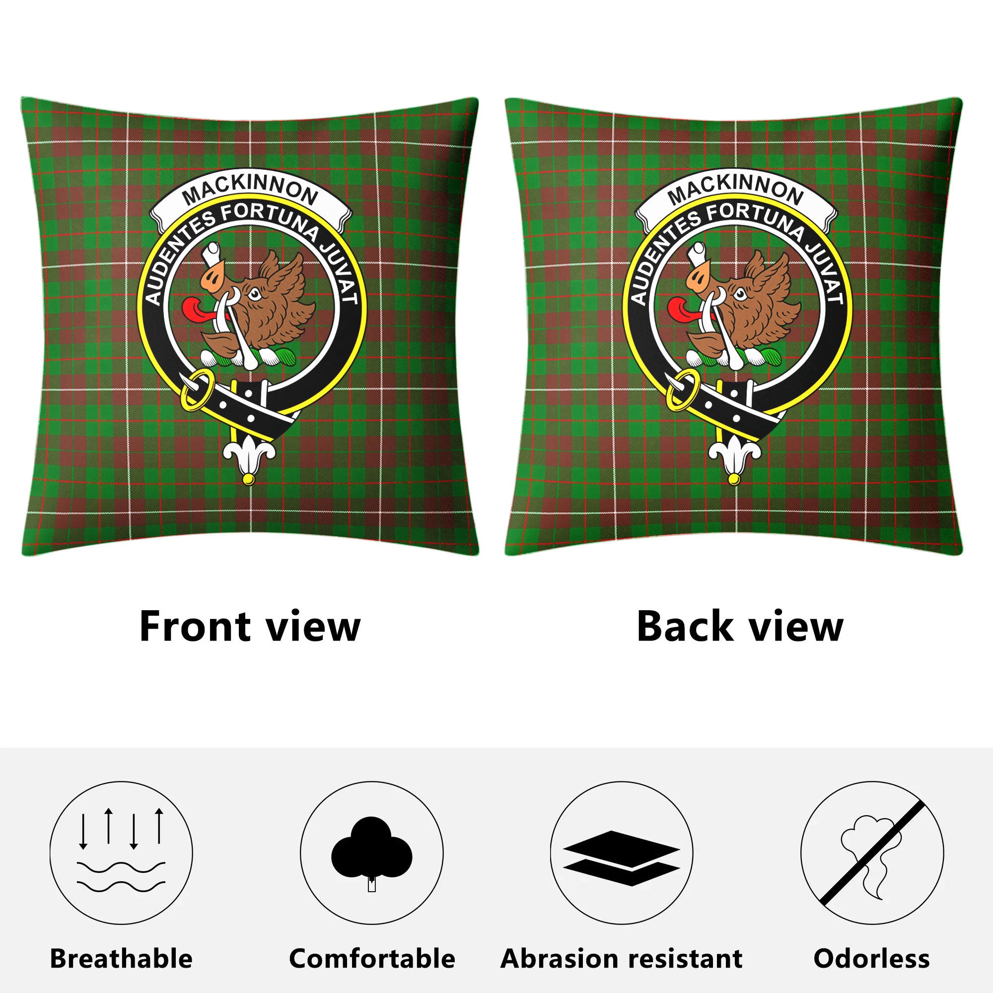 MacKinnon Hunting Modern Tartan Crest Pillow Cover