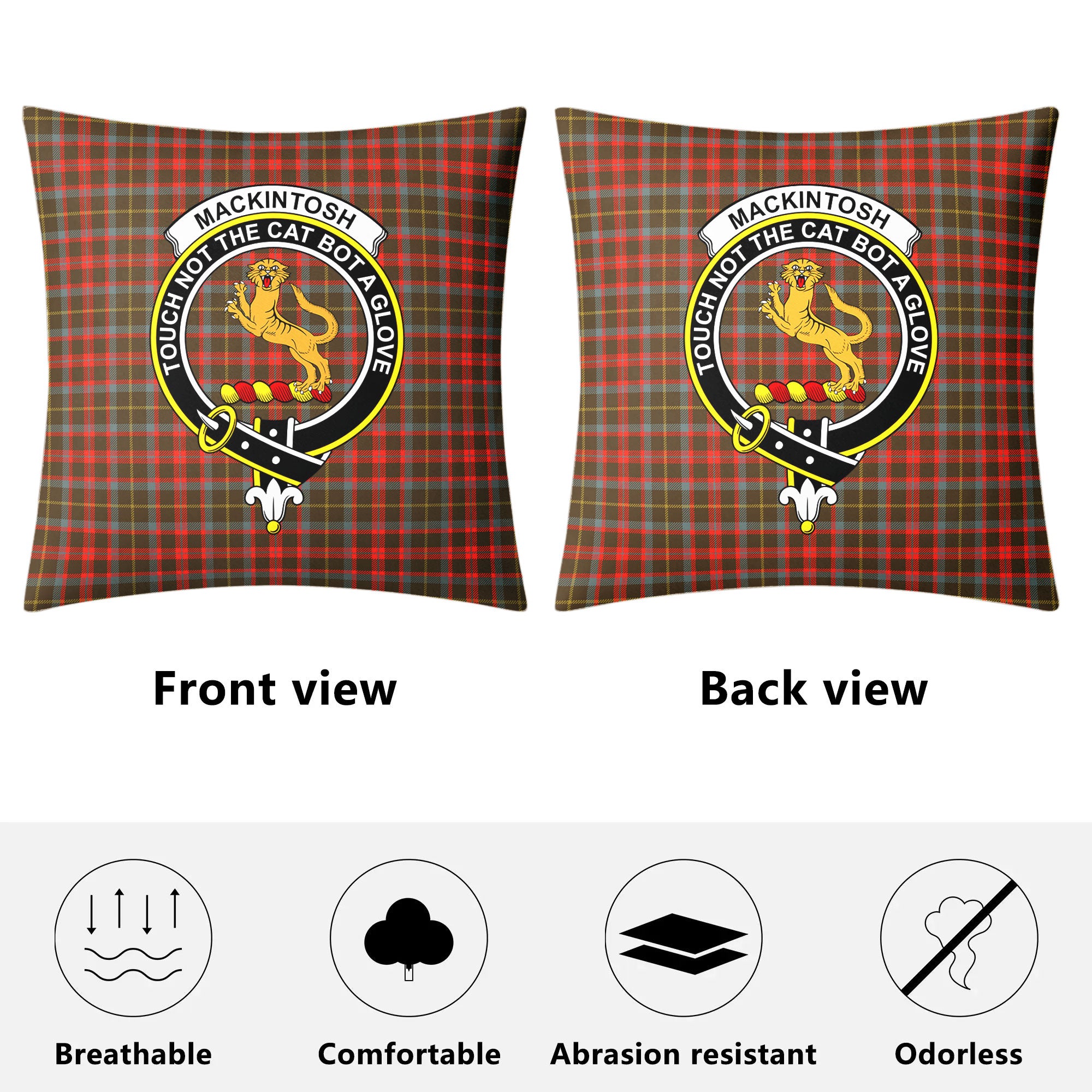 MacKintosh Hunting Weathered Tartan Crest Pillow Cover