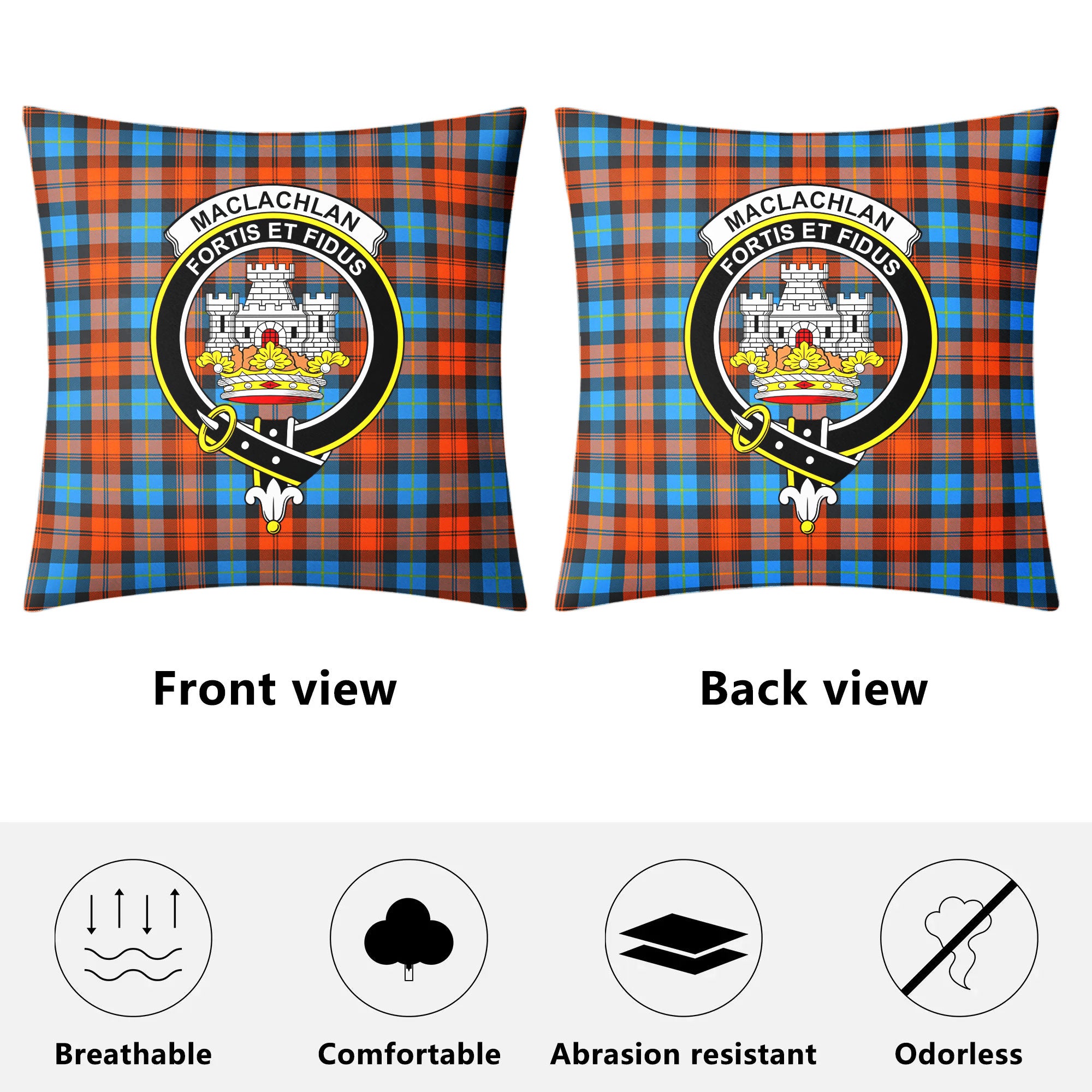 MacLachlan Ancient Tartan Crest Pillow Cover