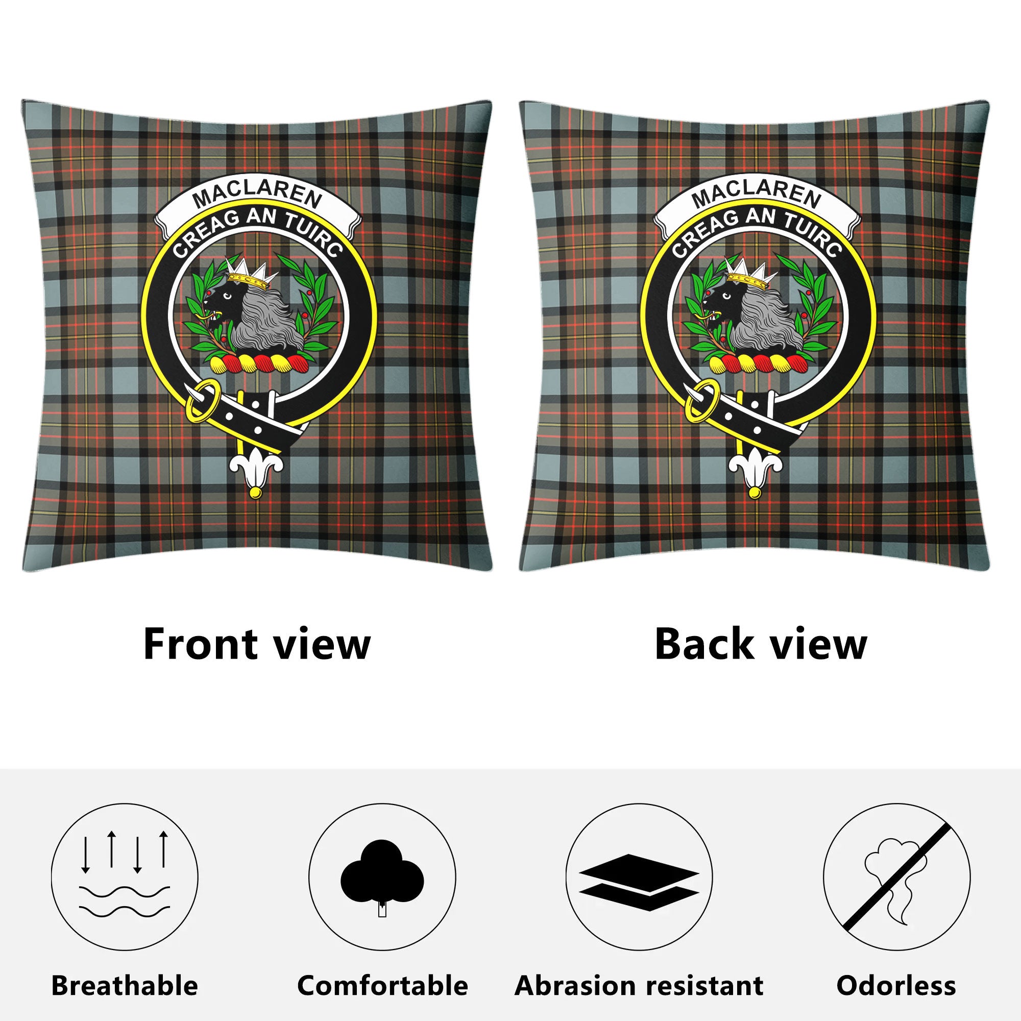 MacLaren Weathered Tartan Crest Pillow Cover