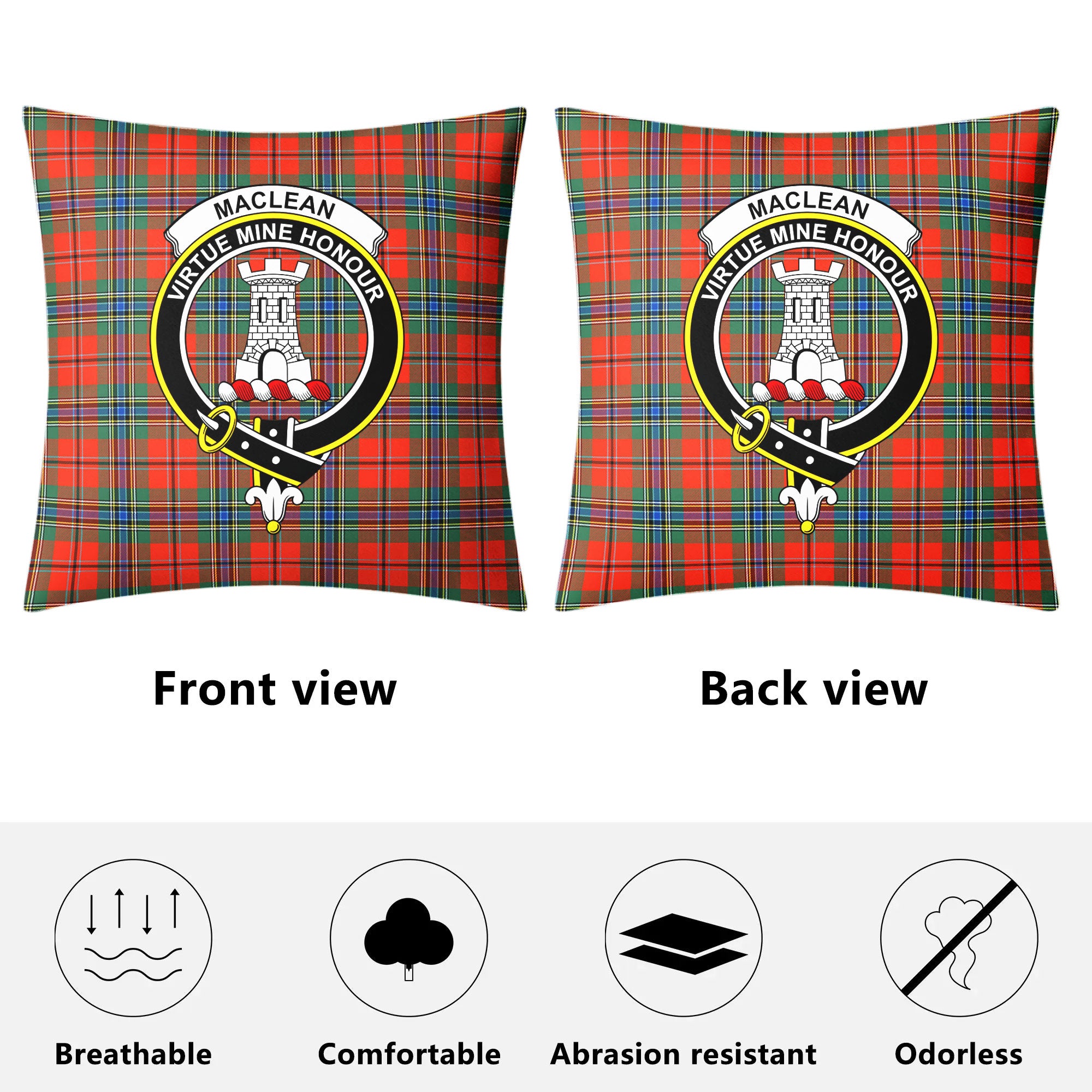 MacLean of Duart Ancient Tartan Crest Pillow Cover