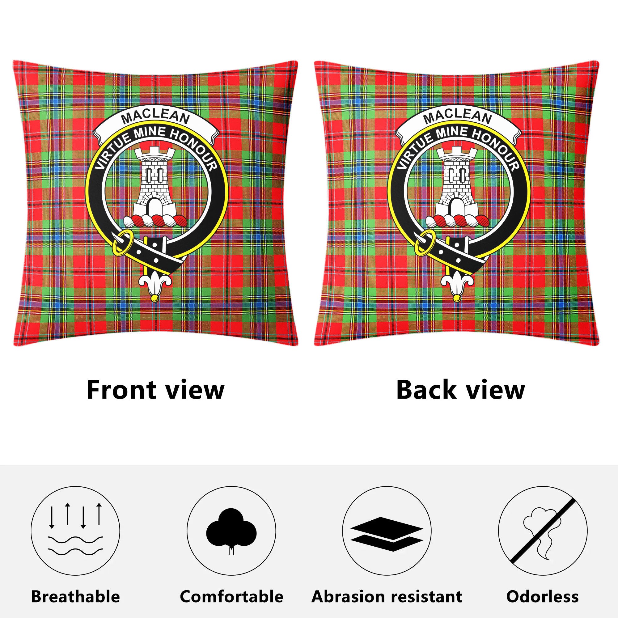 MacLean of Duart Modern Tartan Crest Pillow Cover