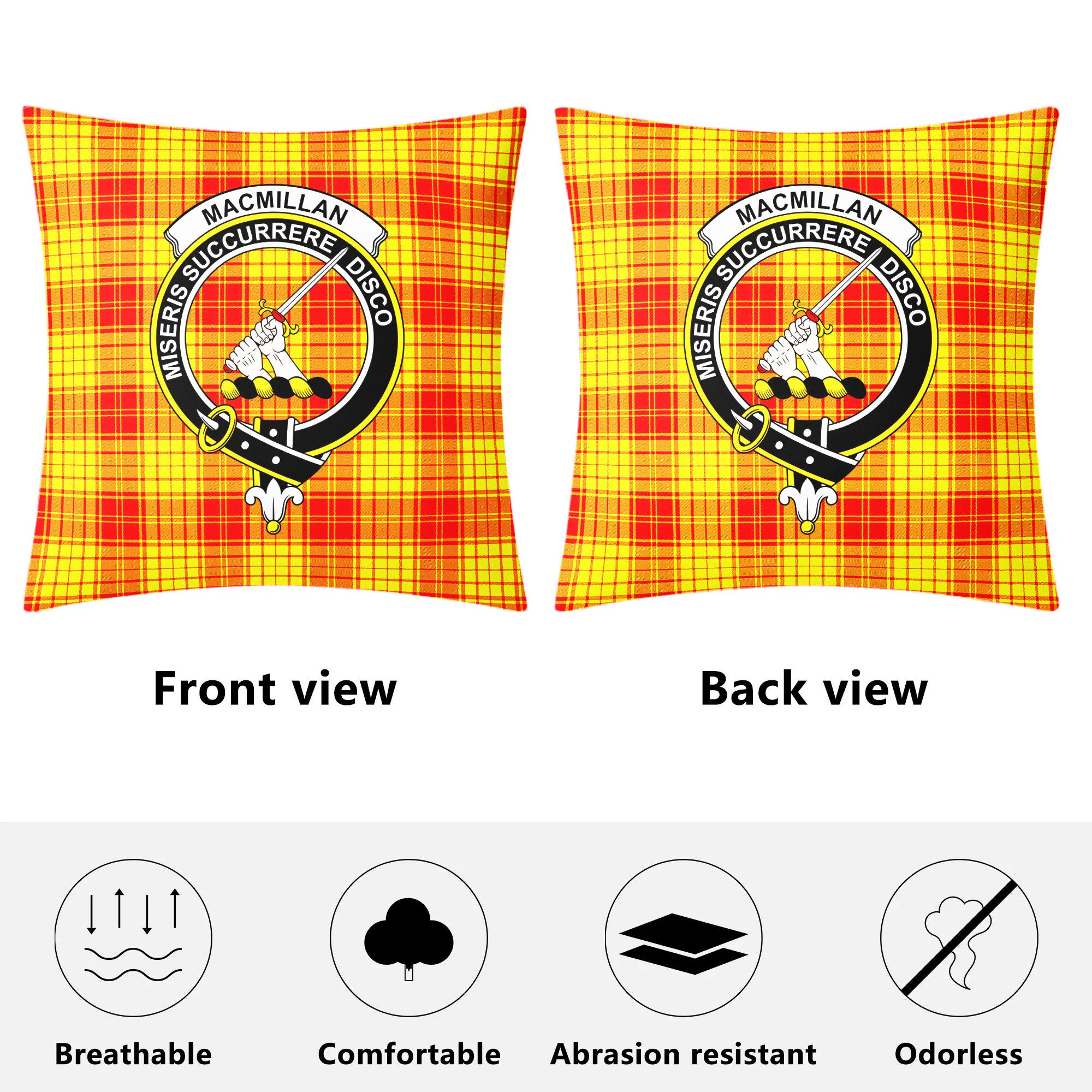 MacMillan Clan Tartan Crest Pillow Cover