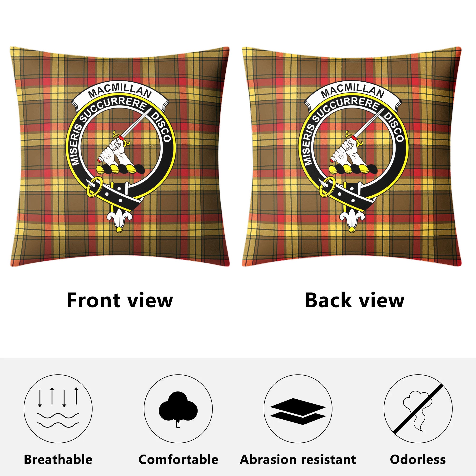 MacMillan Old Weathered Tartan Crest Pillow Cover