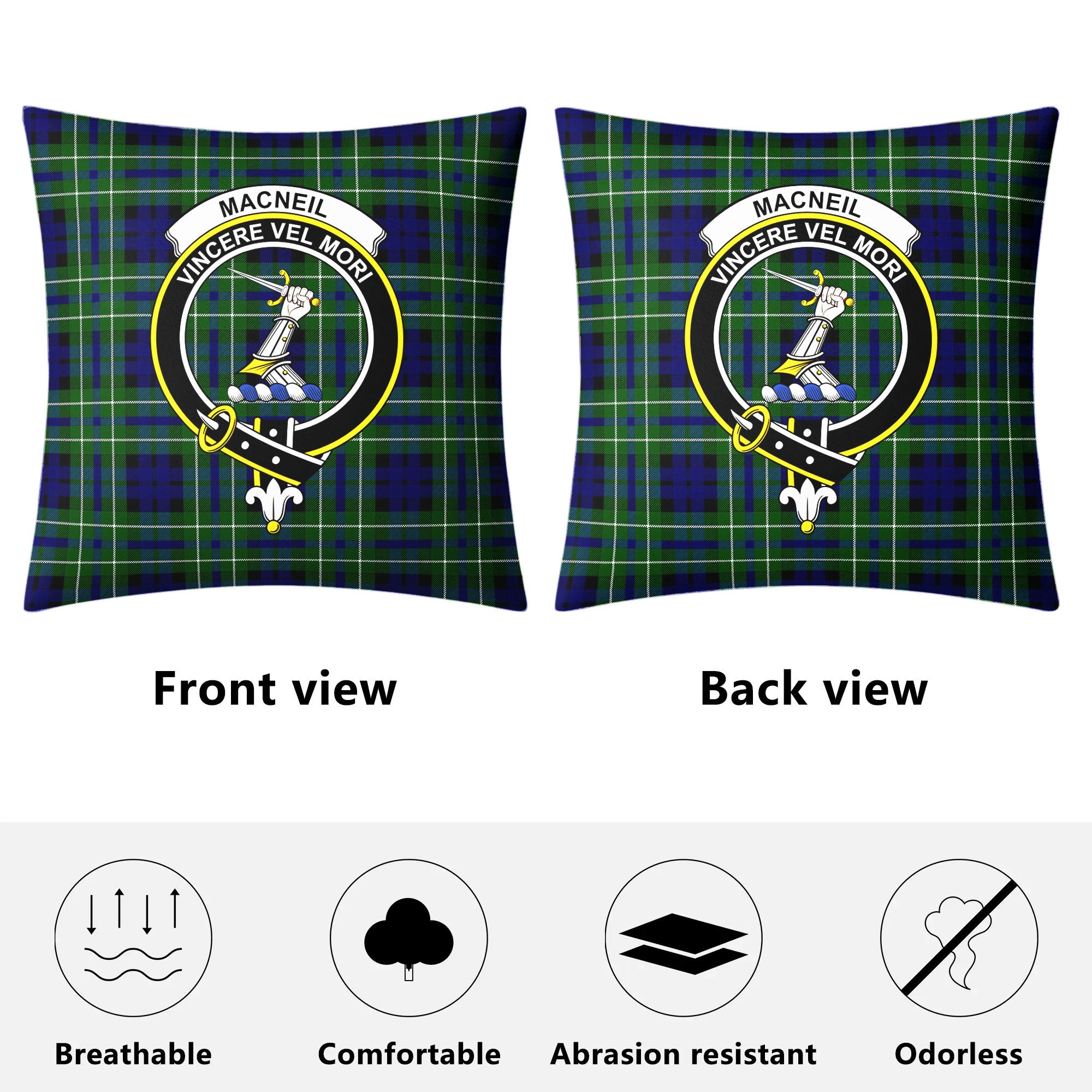 MacNeil of Colonsay Modern Tartan Crest Pillow Cover