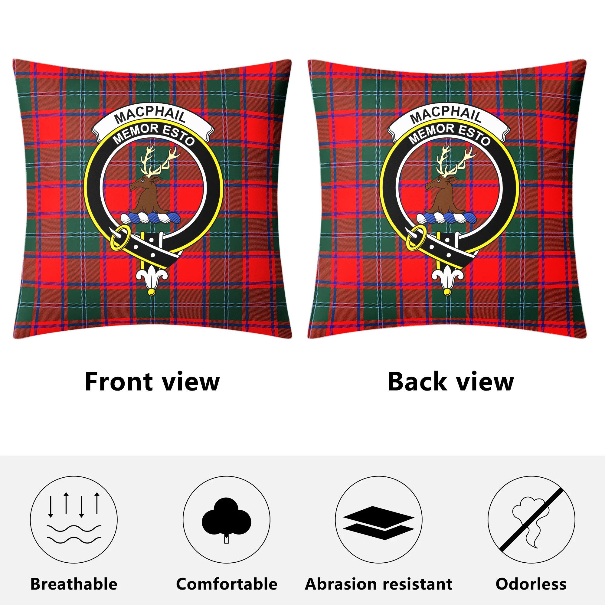 MacPhail Clan Tartan Crest Pillow Cover