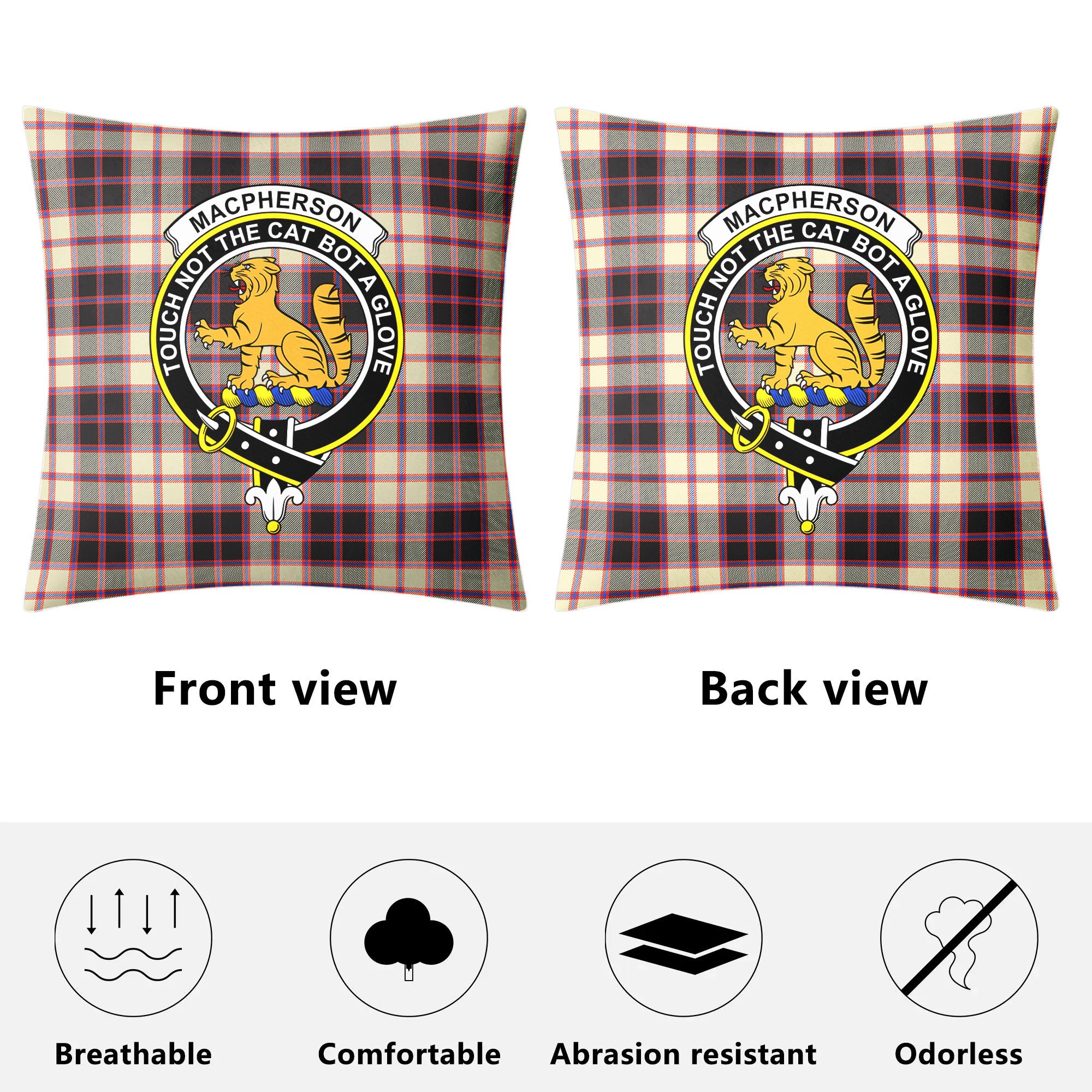 MacPherson Hunting Ancient Tartan Crest Pillow Cover