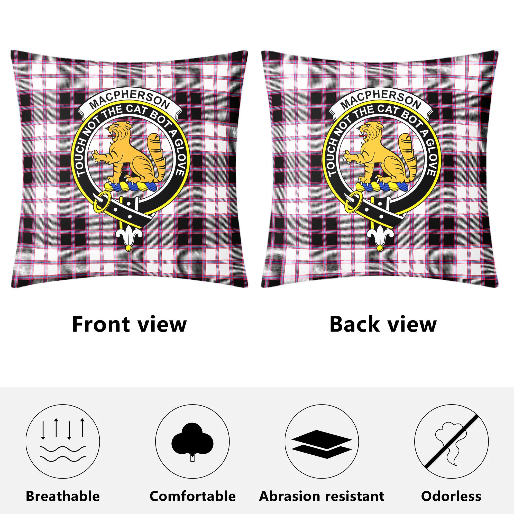 MacPherson Hunting Modern Tartan Crest Pillow Cover