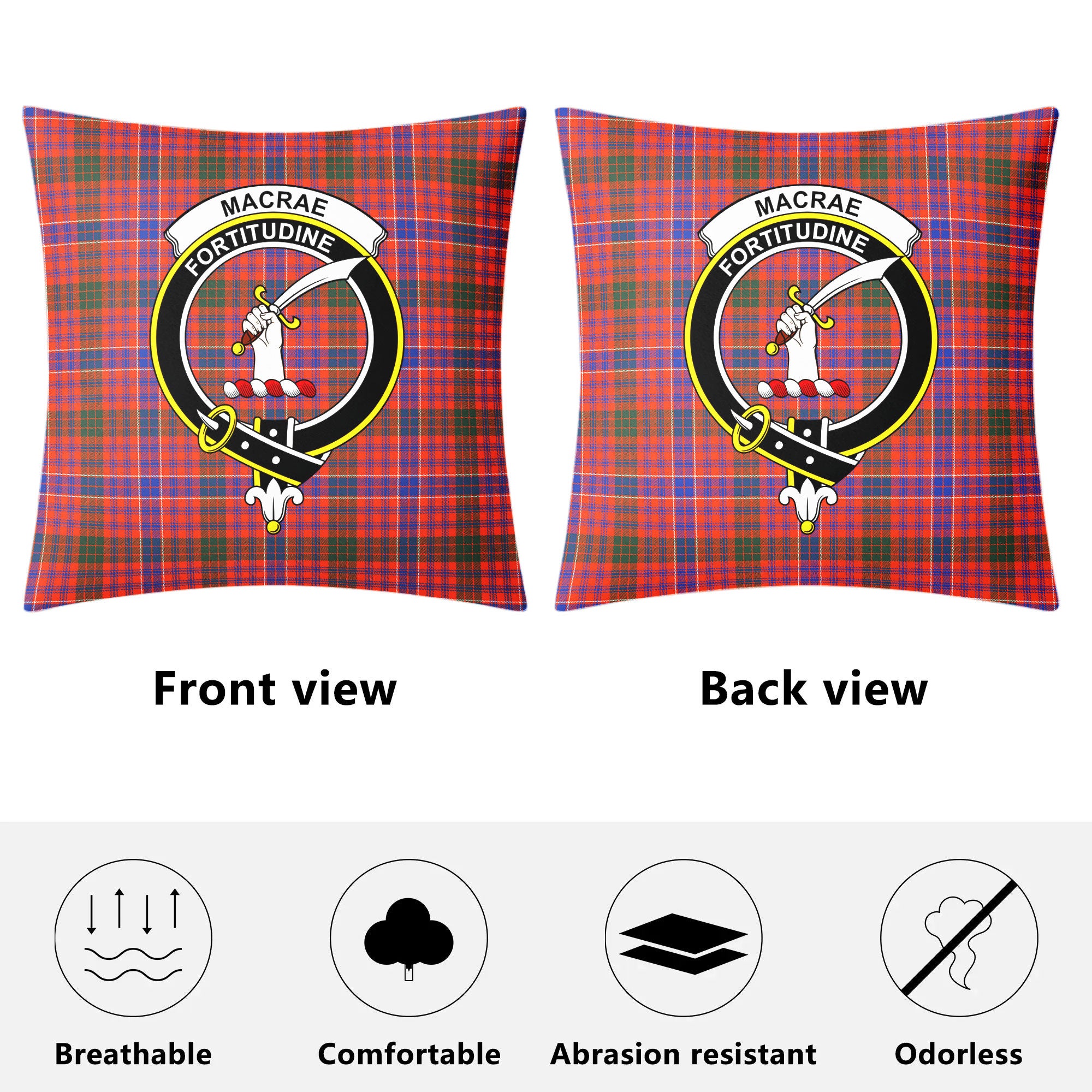 MacRae Ancient Tartan Crest Pillow Cover