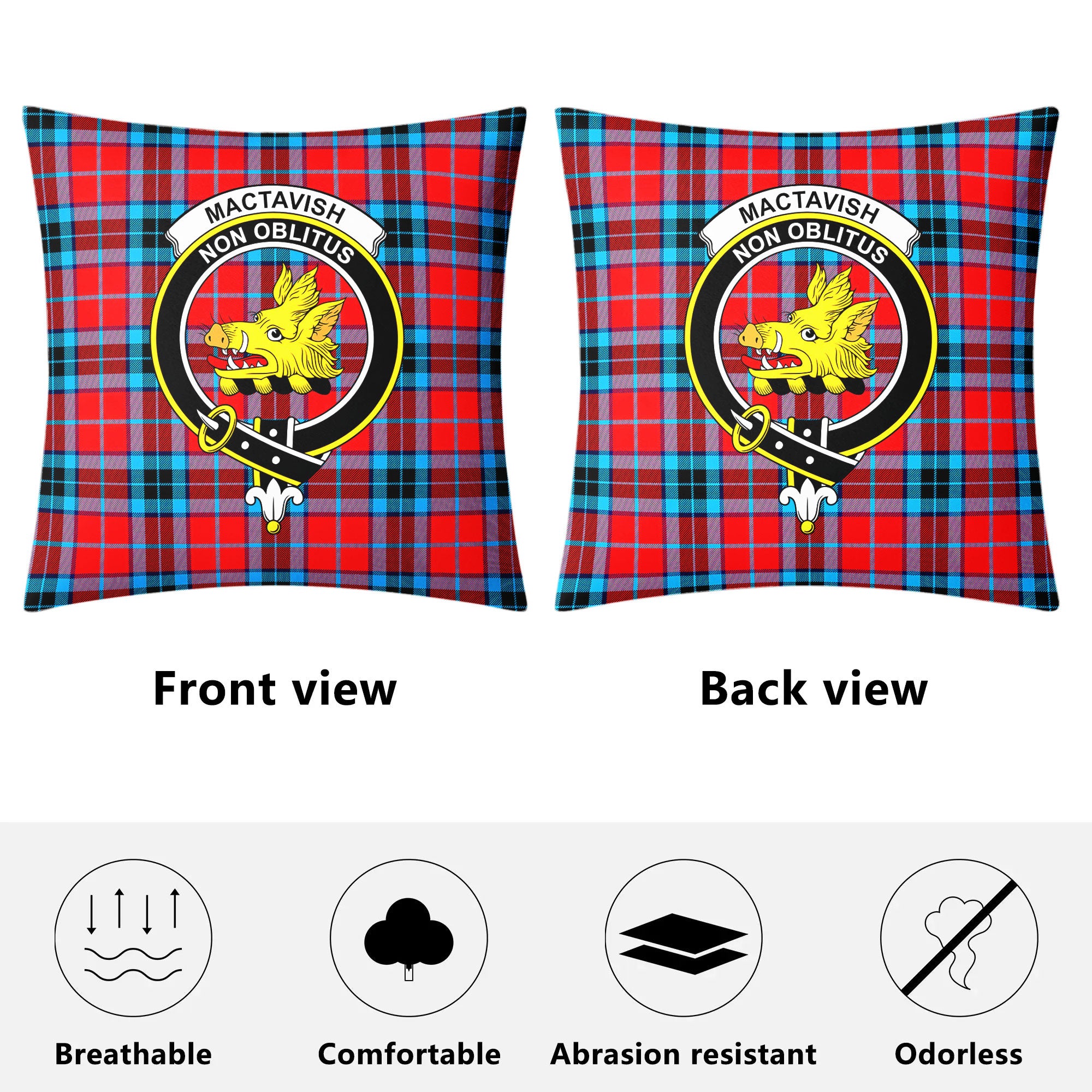 MacTavish Modern Tartan Crest Pillow Cover