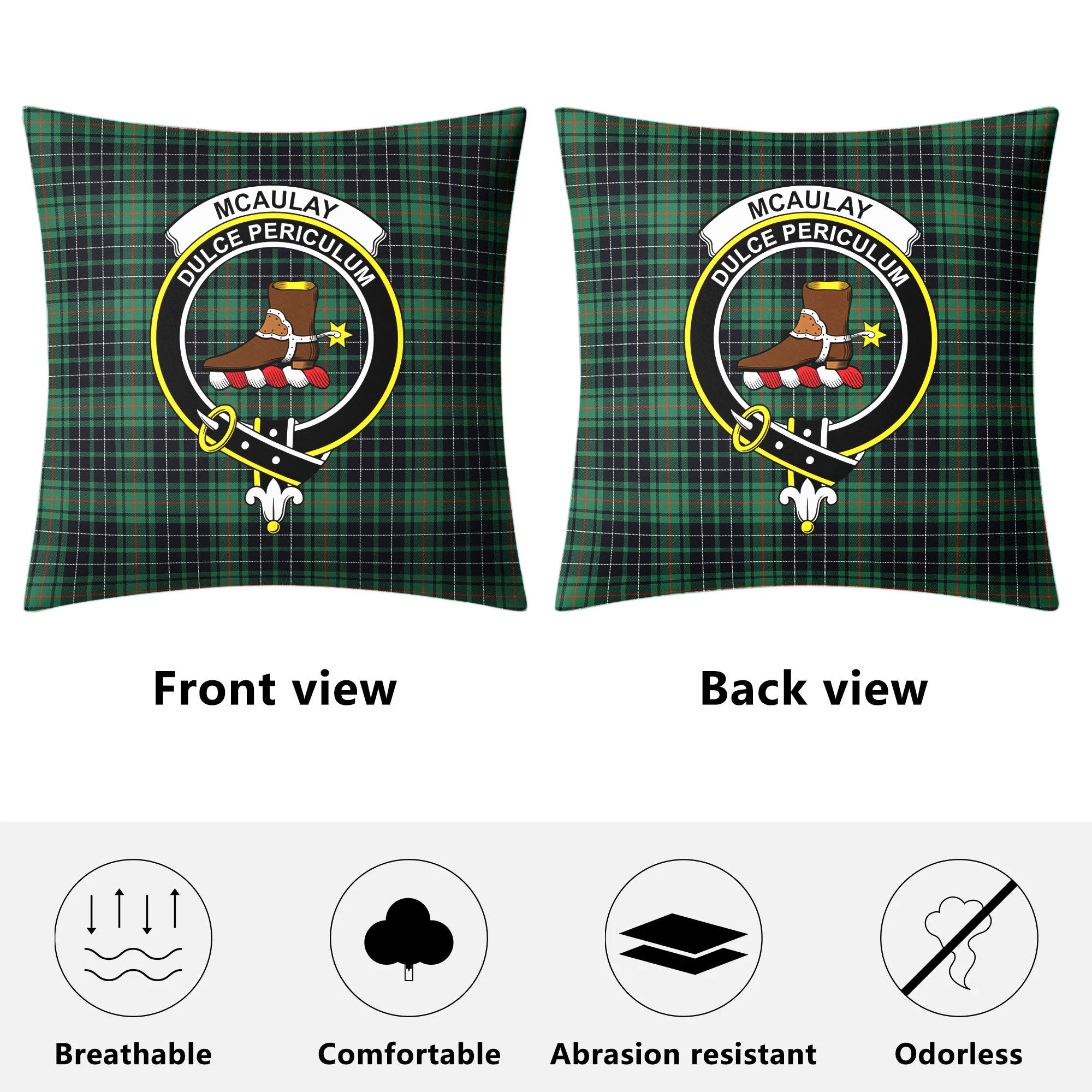 McAulay Hunting Ancient Tartan Crest Pillow Cover