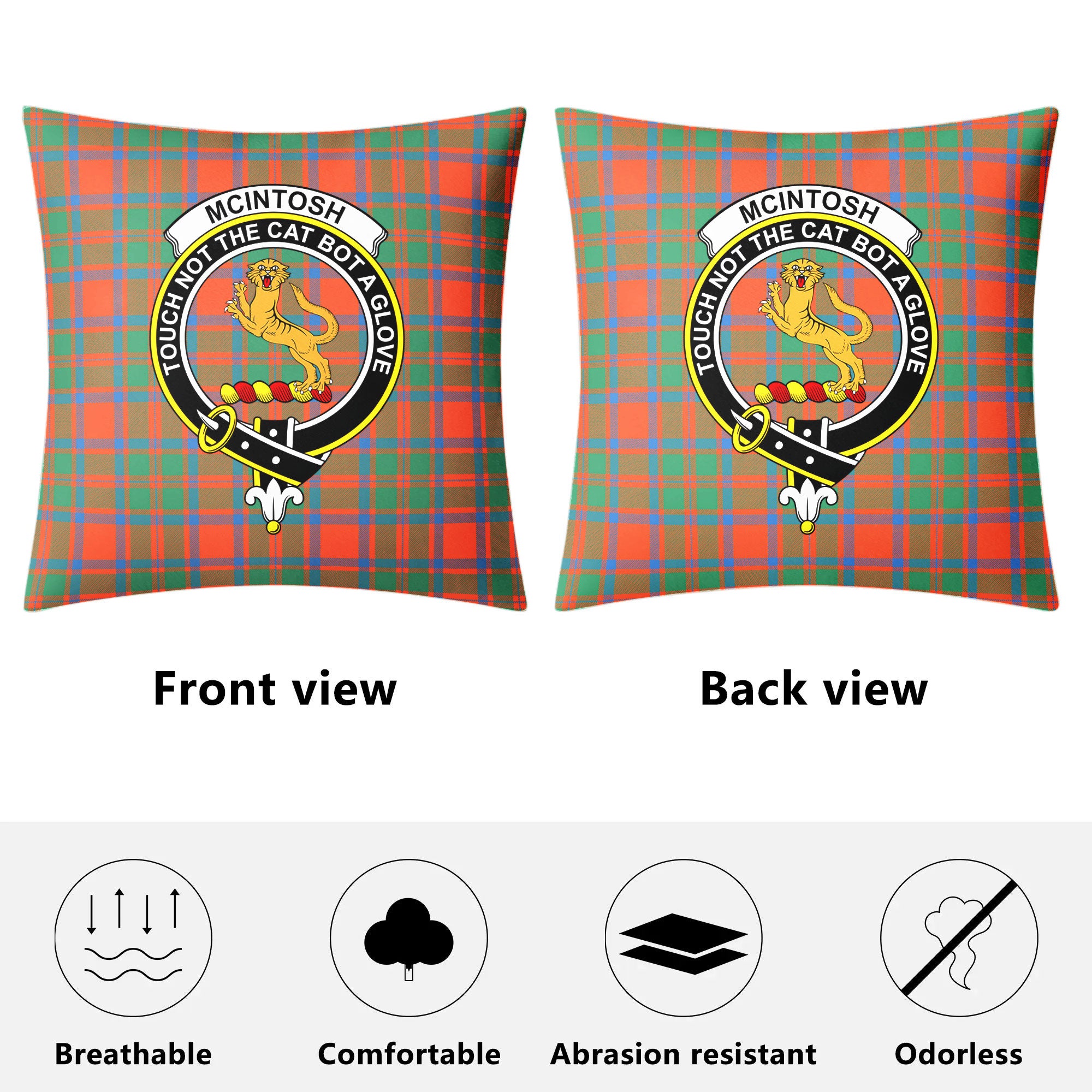 McIntosh Ancient Tartan Crest Pillow Cover