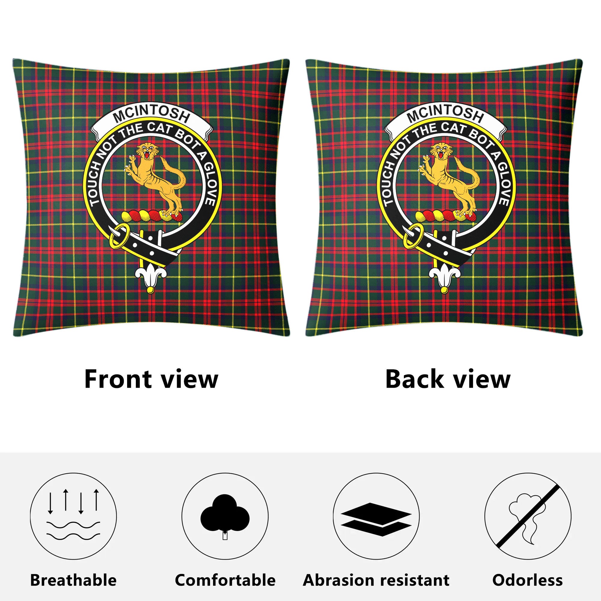 McIntosh Hunting Modern Tartan Crest Pillow Cover