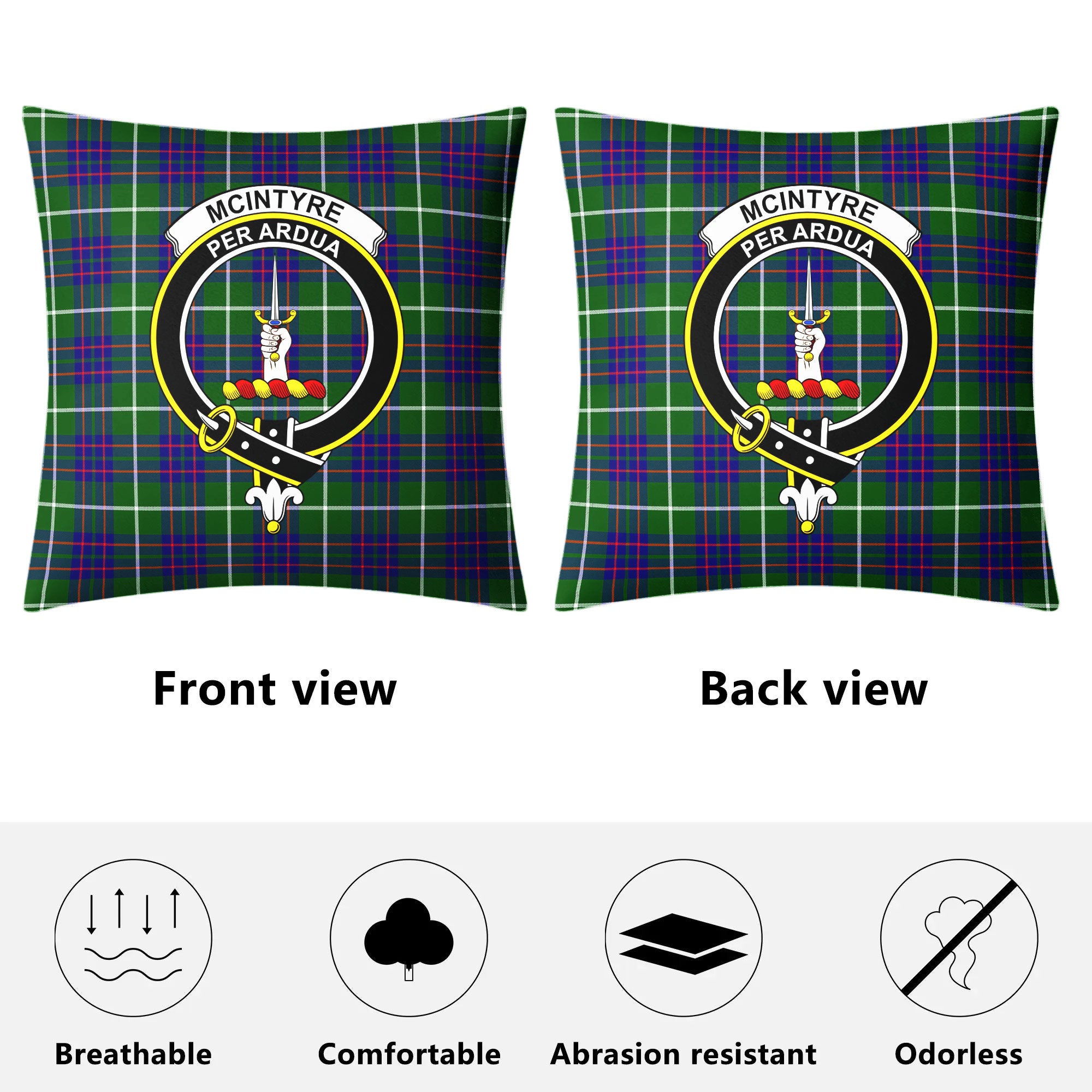 McIntyre Hunting Modern Tartan Crest Pillow Cover