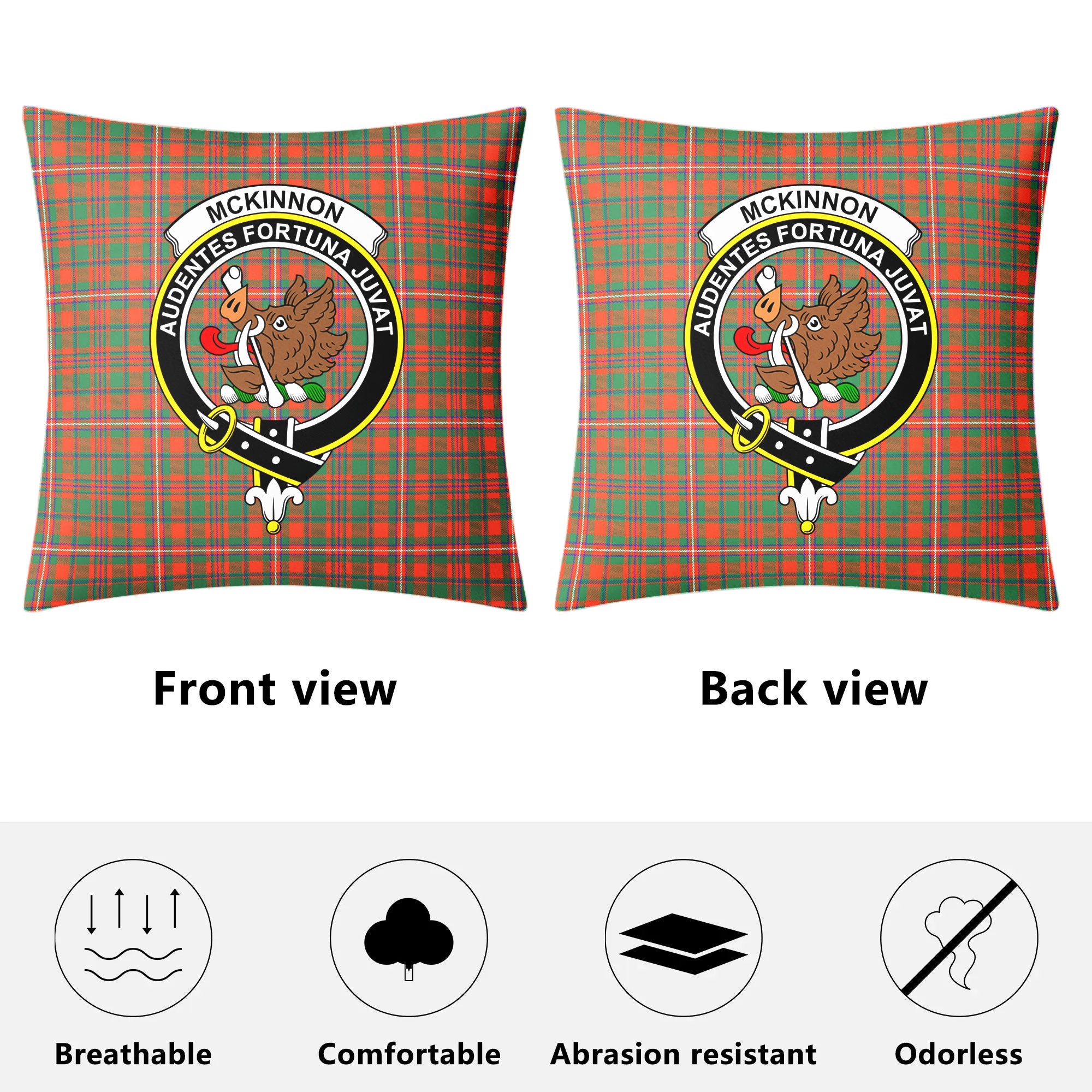 McKinnon Ancient Tartan Crest Pillow Cover