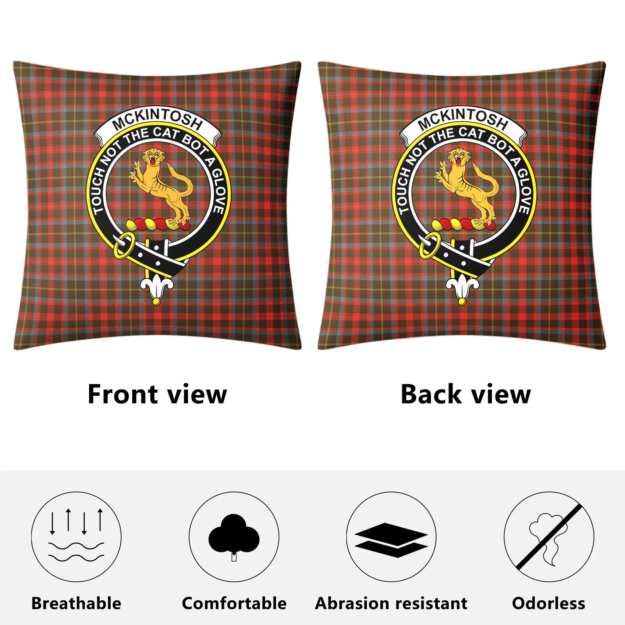 McKintosh Hunting Weathered Tartan Crest Pillow Cover