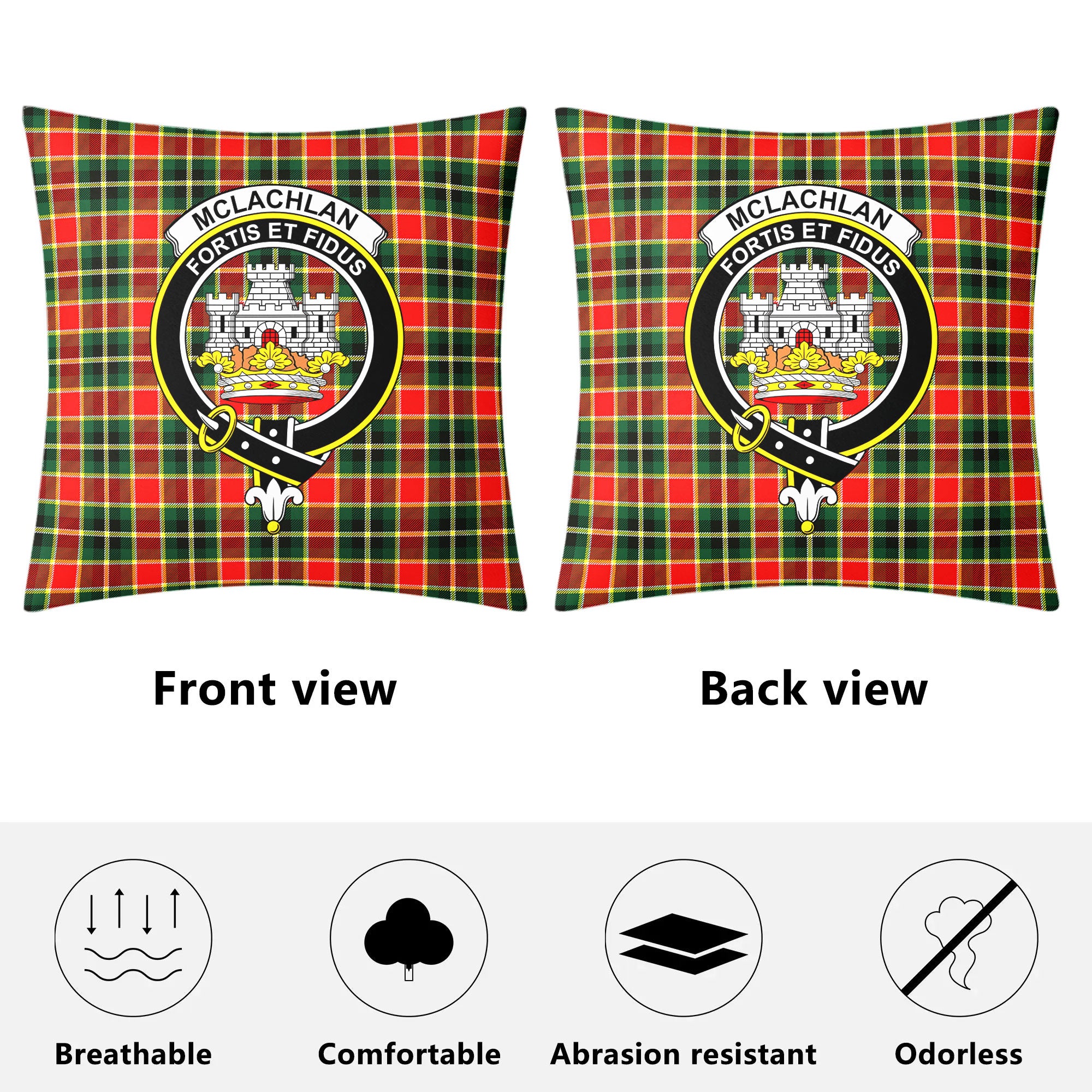 McLachlan Hunting Modern Tartan Crest Pillow Cover