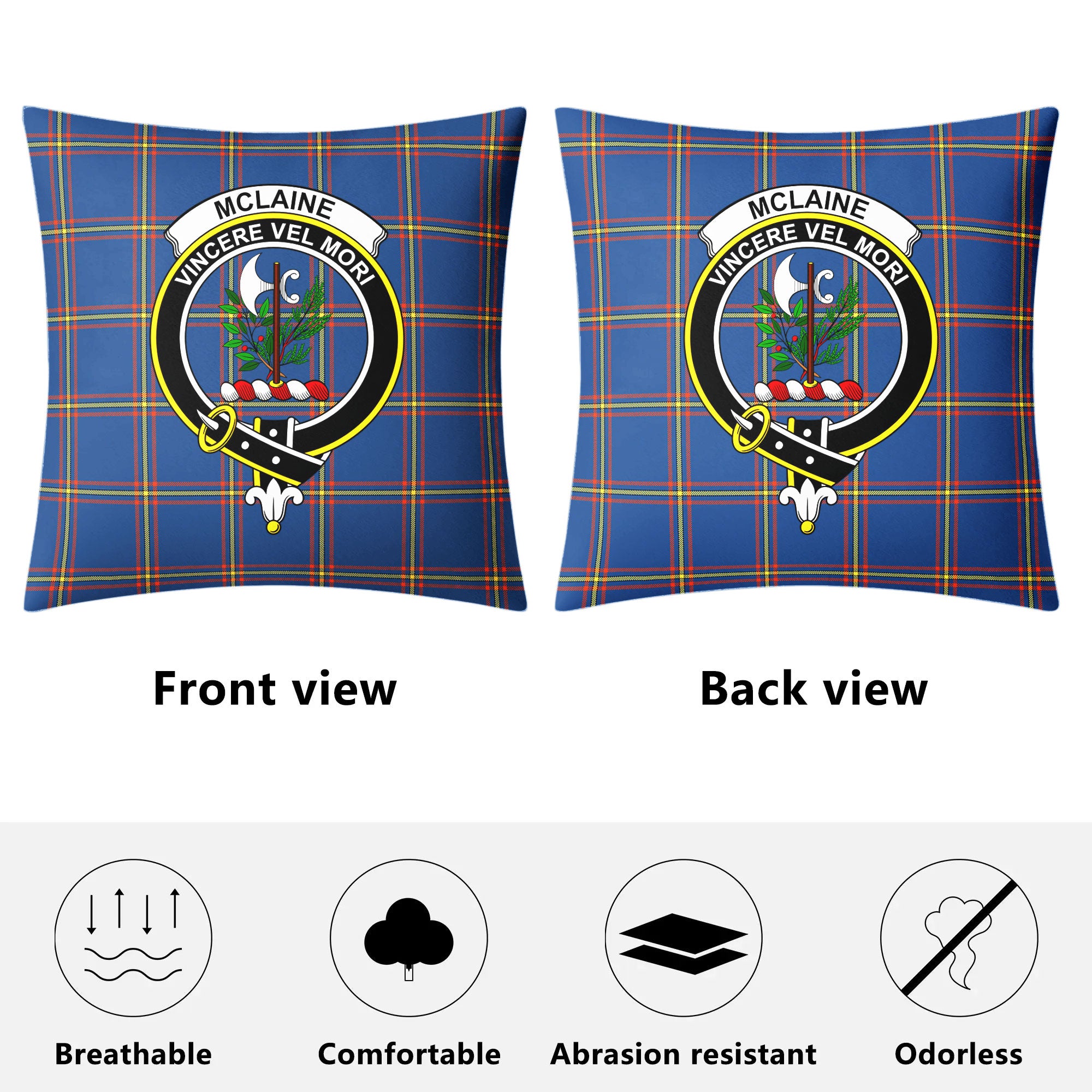 McLaine of Loch Buie Hunting Ancient Tartan Crest Pillow Cover