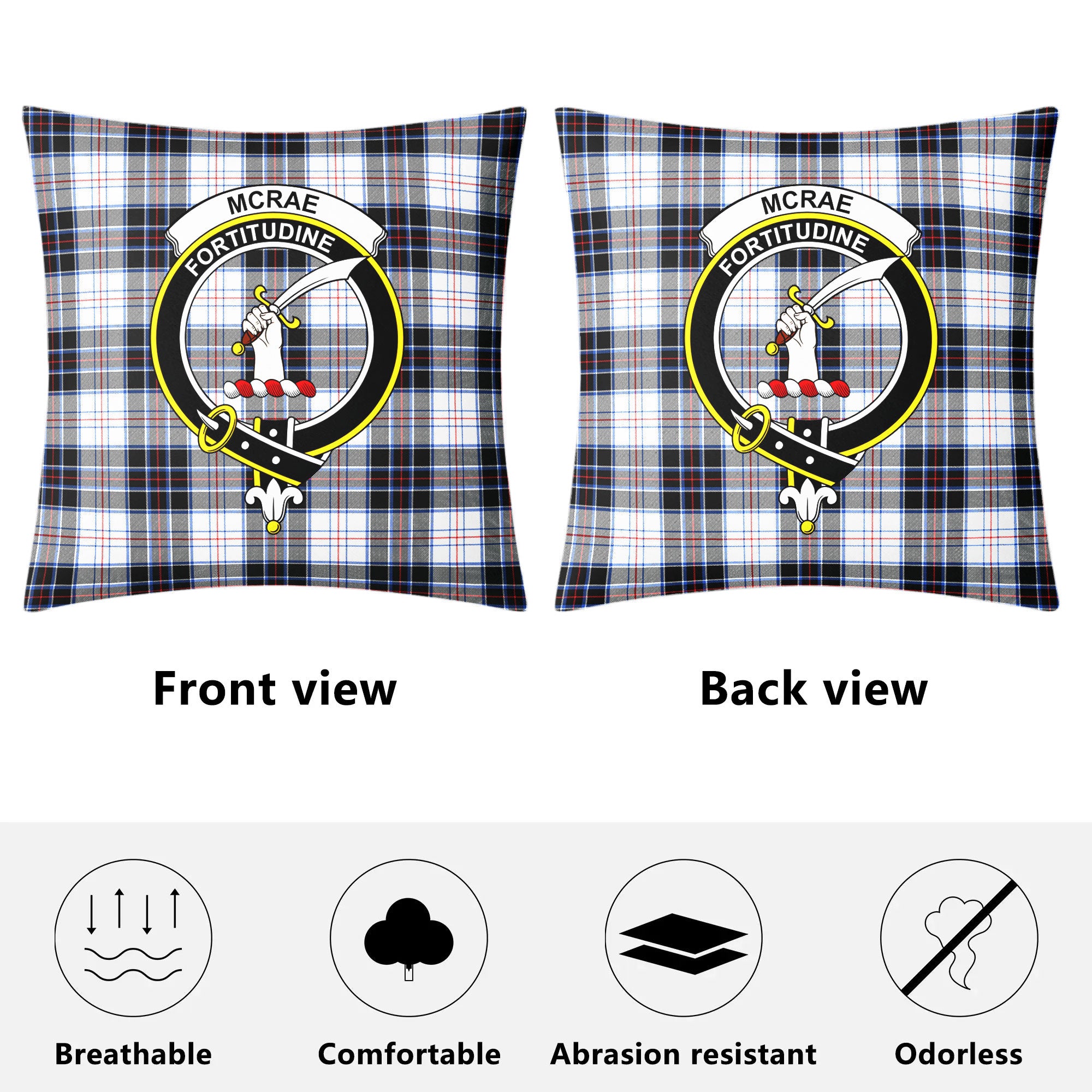 McRae Dress Modern Tartan Crest Pillow Cover