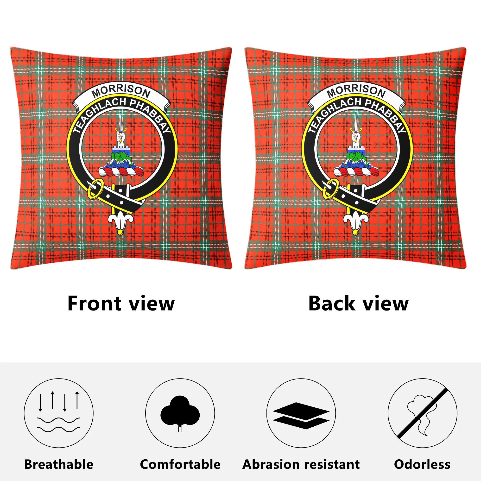 Morrison Red Ancient Tartan Crest Pillow Cover