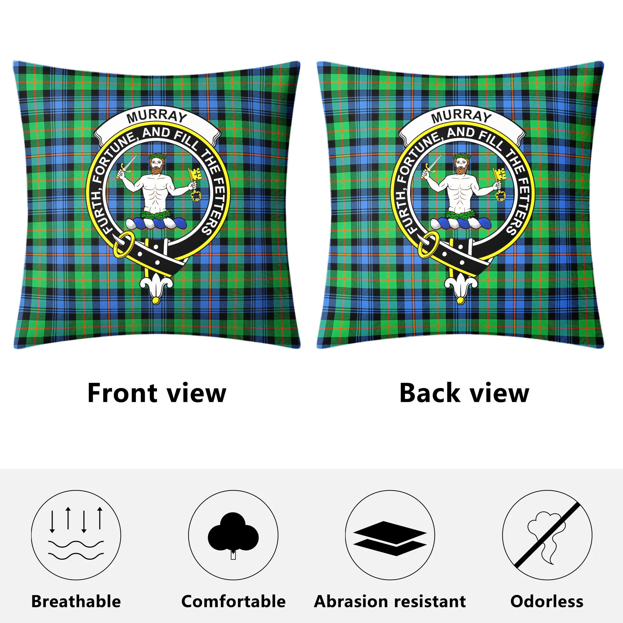 Murray of Atholl Ancient Tartan Crest Pillow Cover