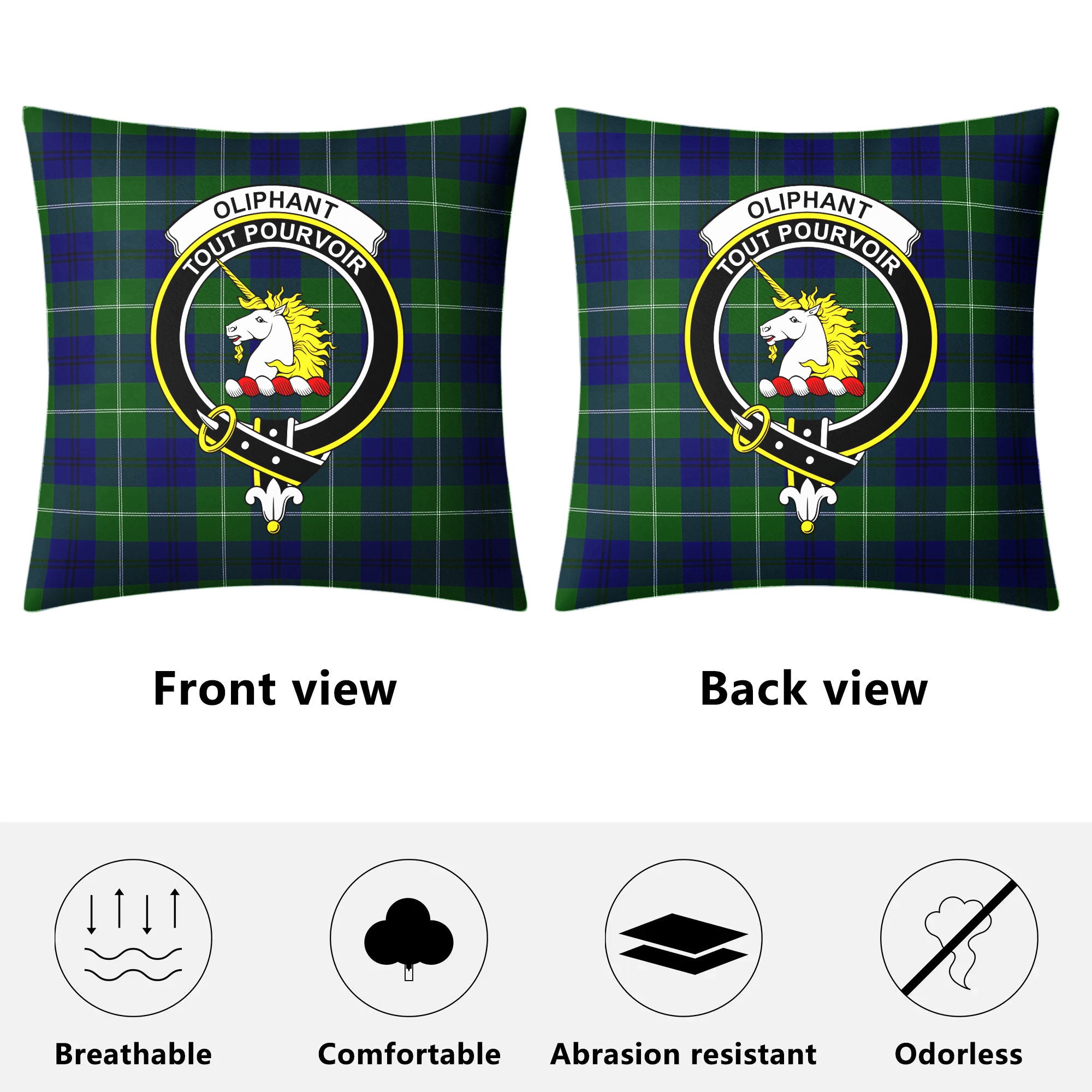 Oliphant Modern Tartan Crest Pillow Cover