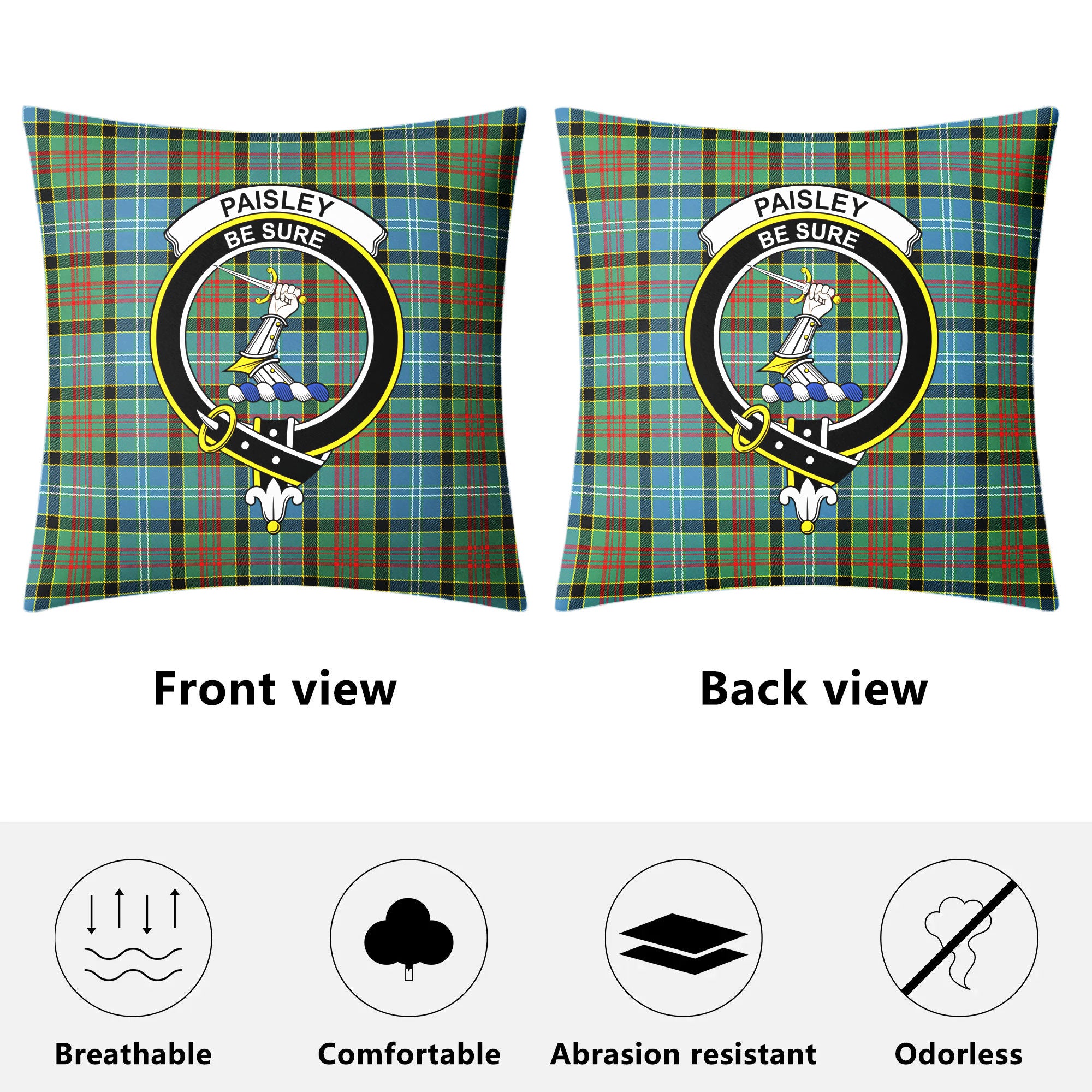 Paisley District Tartan Crest Pillow Cover