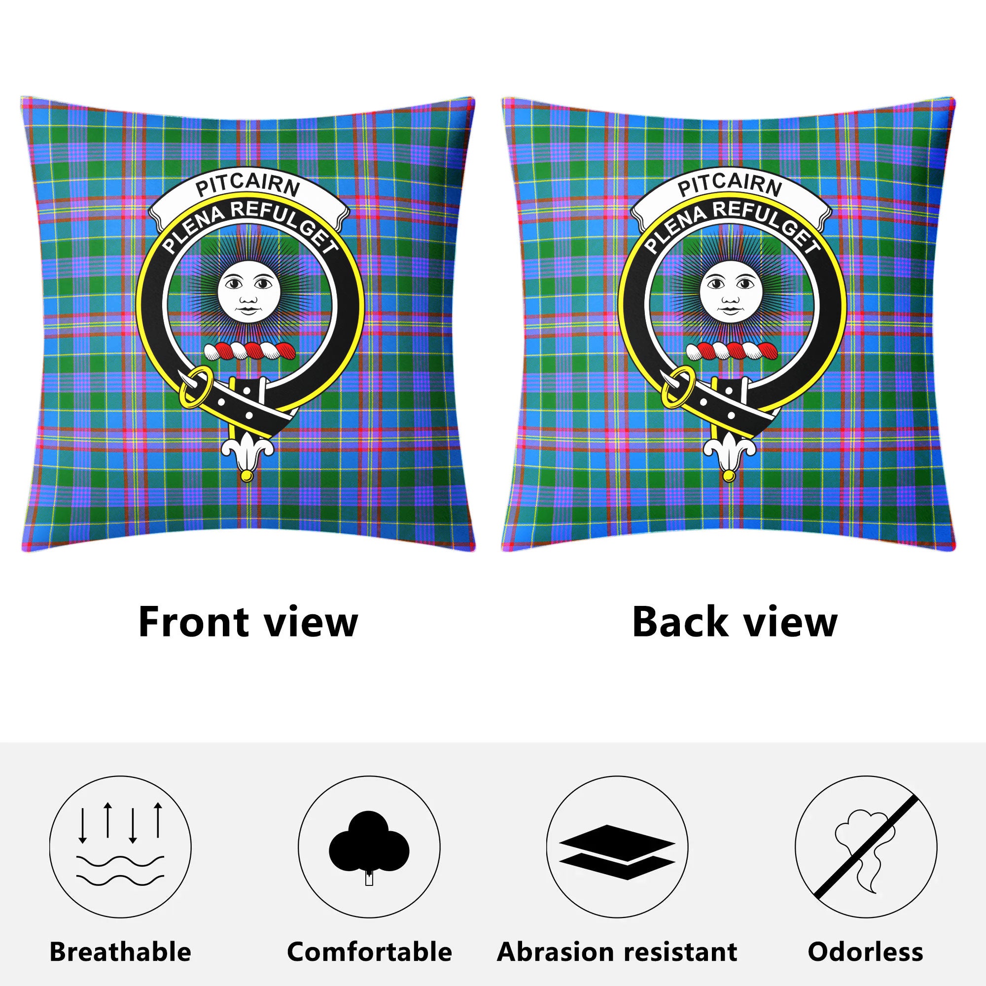 Pitcairn Hunting Tartan Crest Pillow Cover