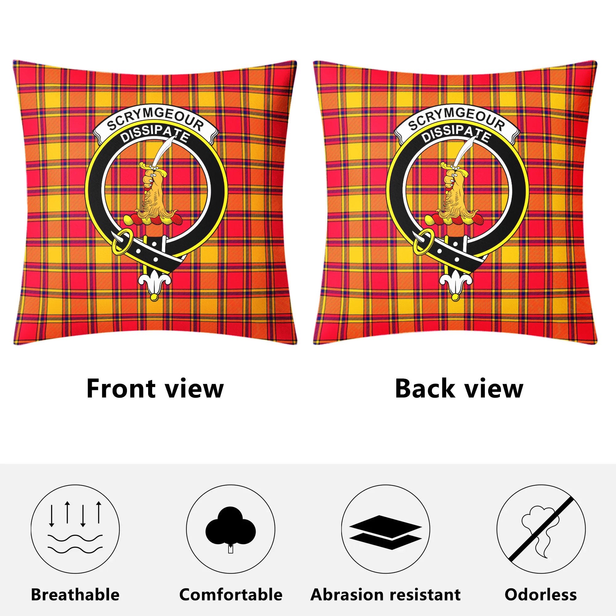 Scrymgeour Tartan Crest Pillow Cover