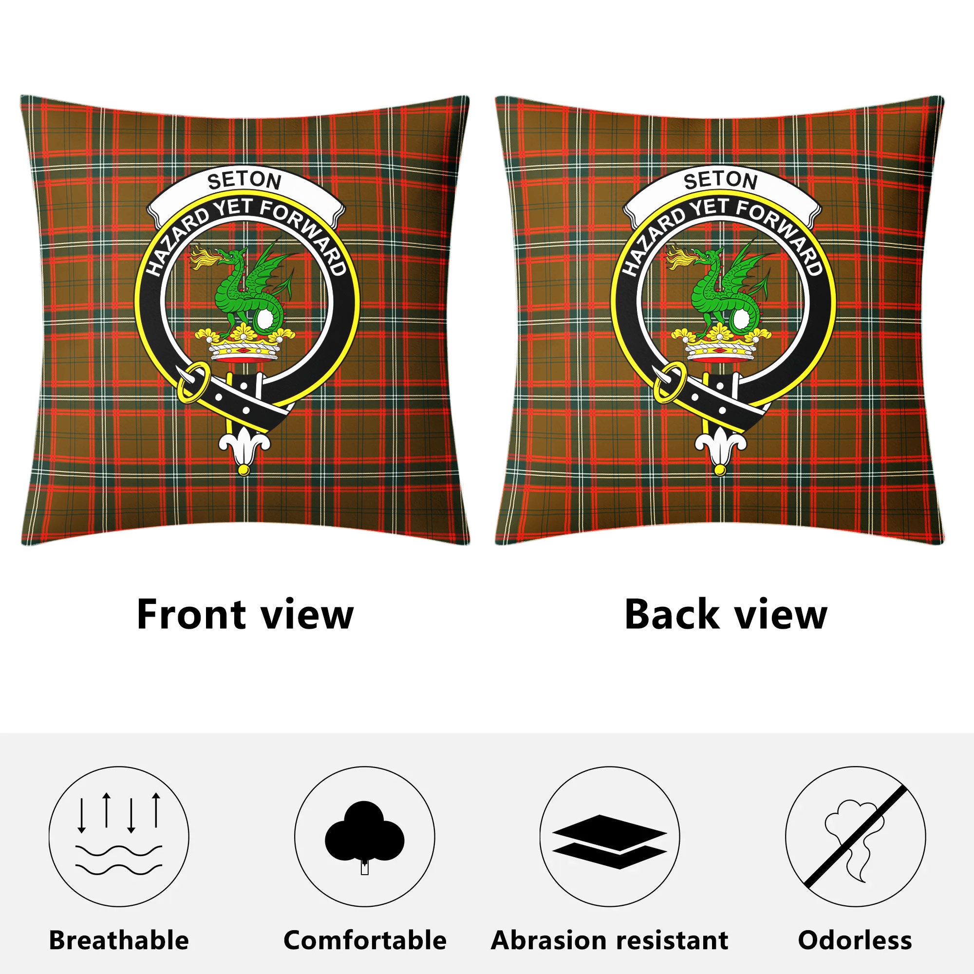 Seton Hunting Modern Tartan Crest Pillow Cover