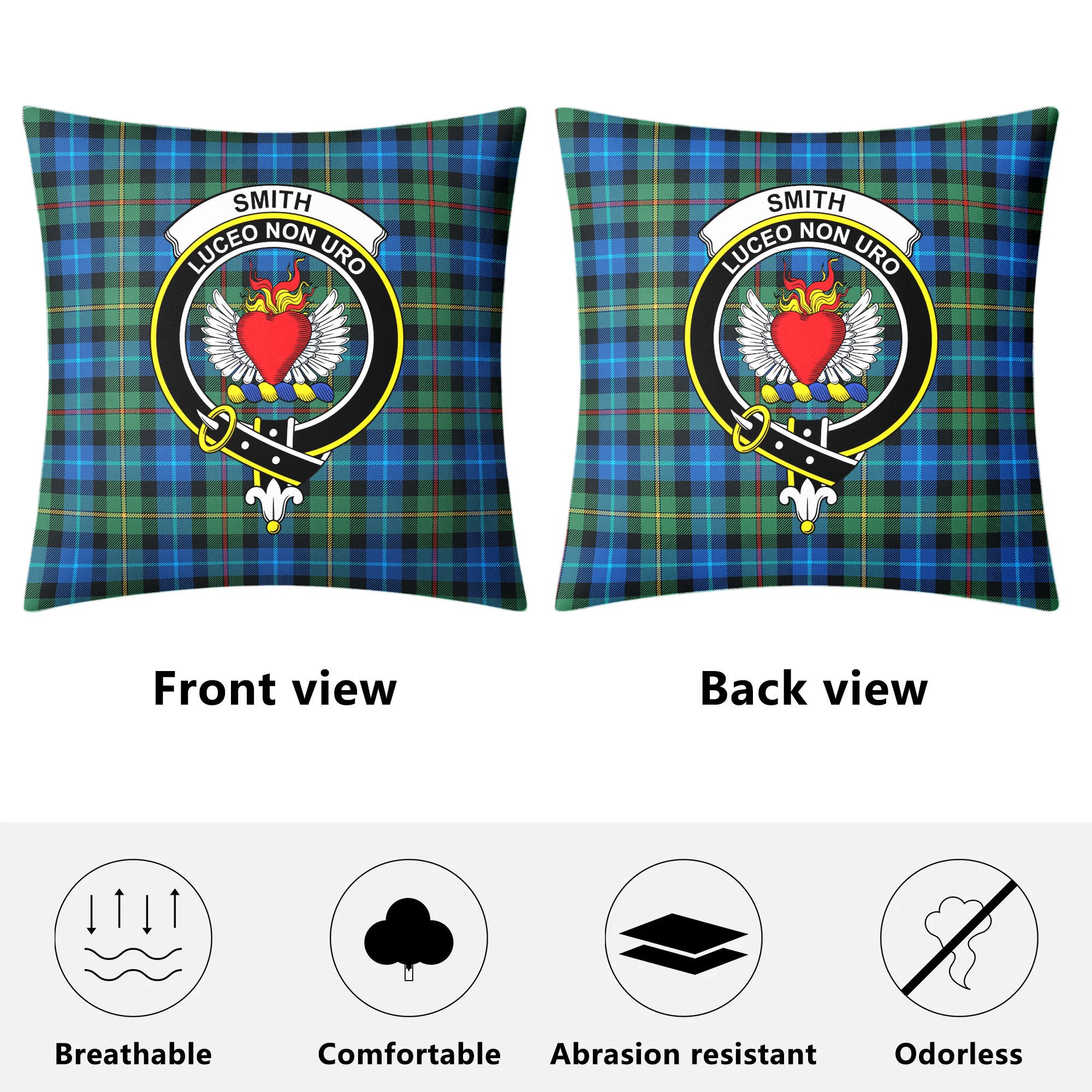 Smith Ancient Tartan Crest Pillow Cover