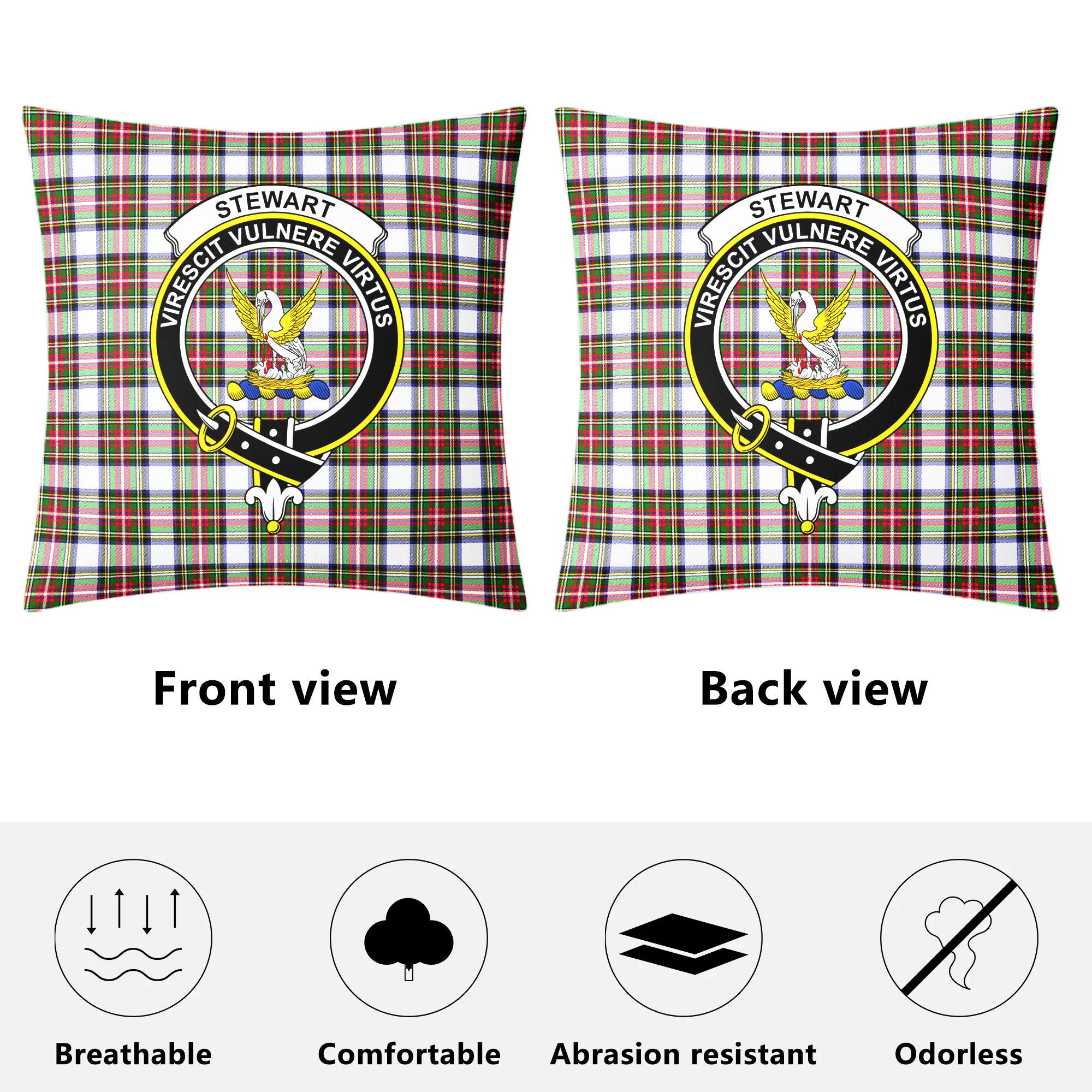 Stewart Dress Modern Tartan Crest Pillow Cover