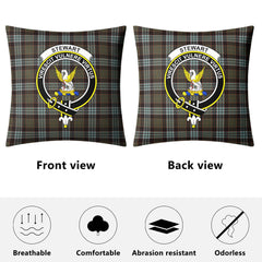 Stewart Old Weathered Tartan Crest Pillow Cover