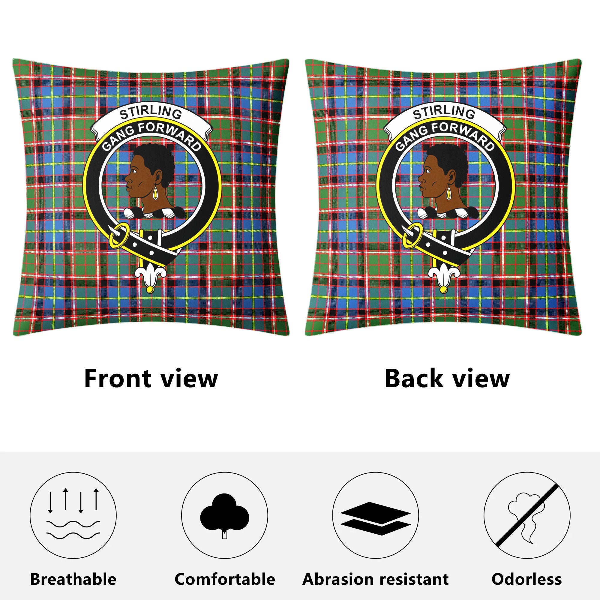 Stirling (of Keir) Tartan Crest Pillow Cover