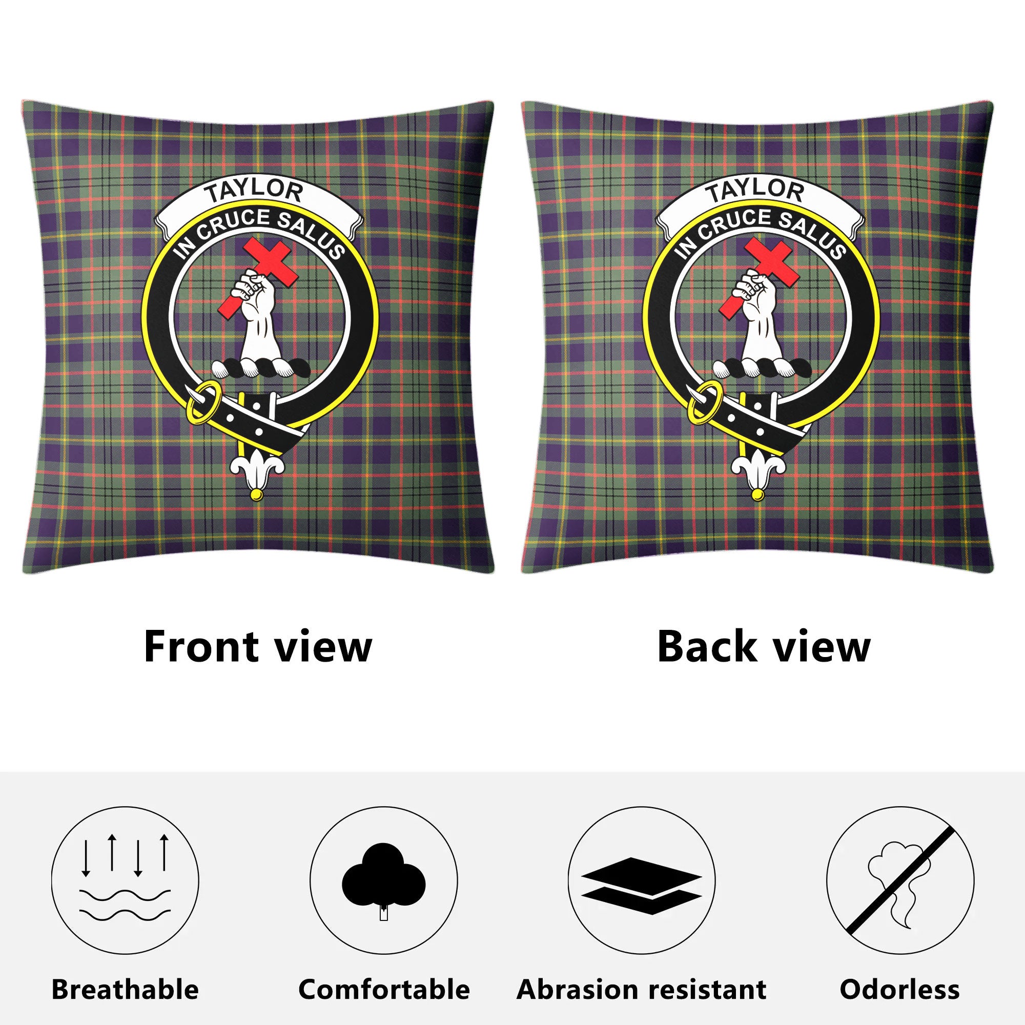 Taylor Weathered Tartan Crest Pillow Cover