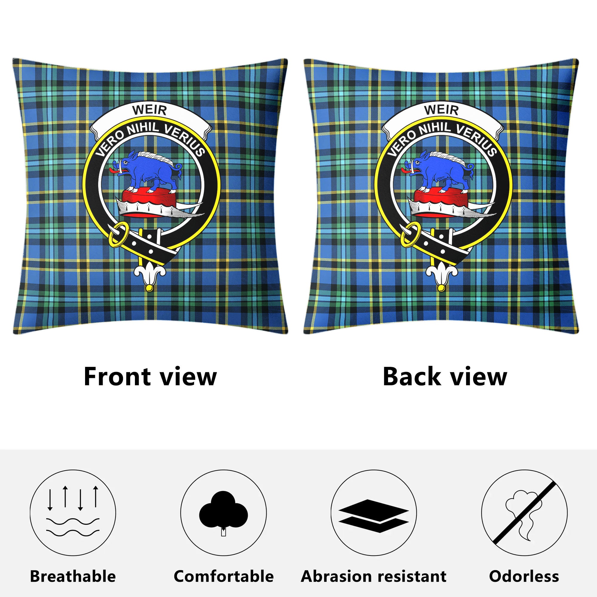 Weir Ancient Tartan Crest Pillow Cover