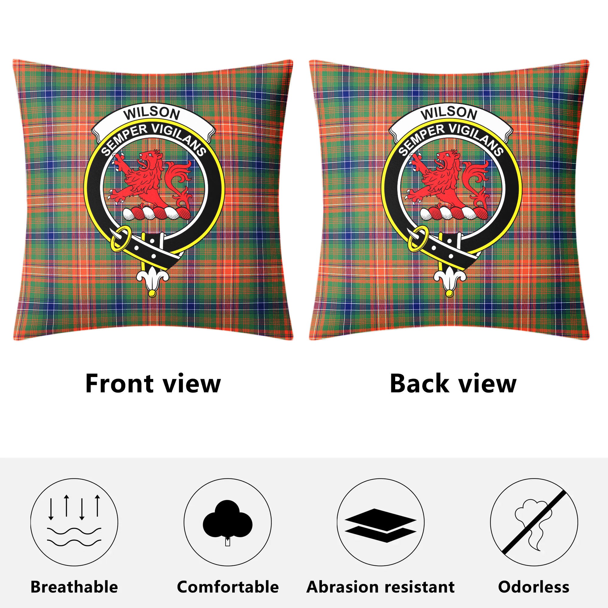 Wilson Ancient Tartan Crest Pillow Cover