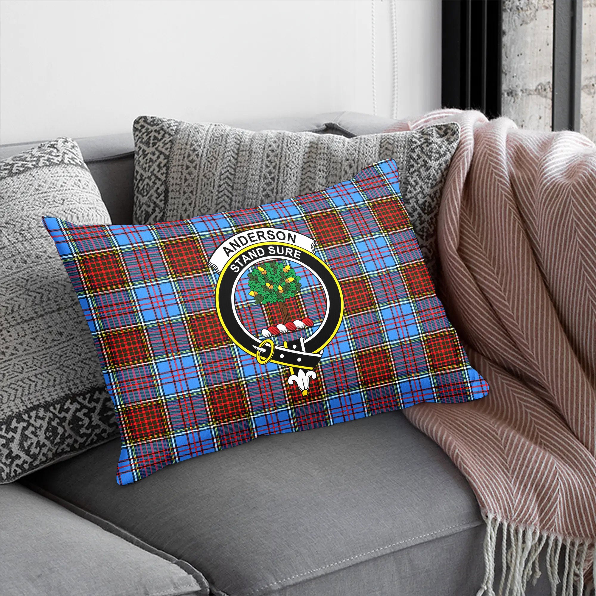 Anderson Modern Tartan Crest Pillow Cover