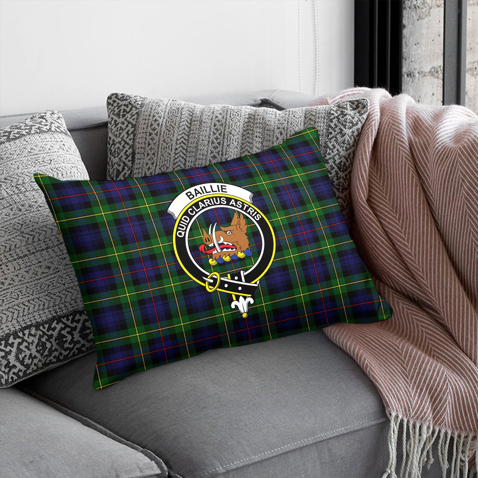 Baillie Tartan Crest Pillow Cover