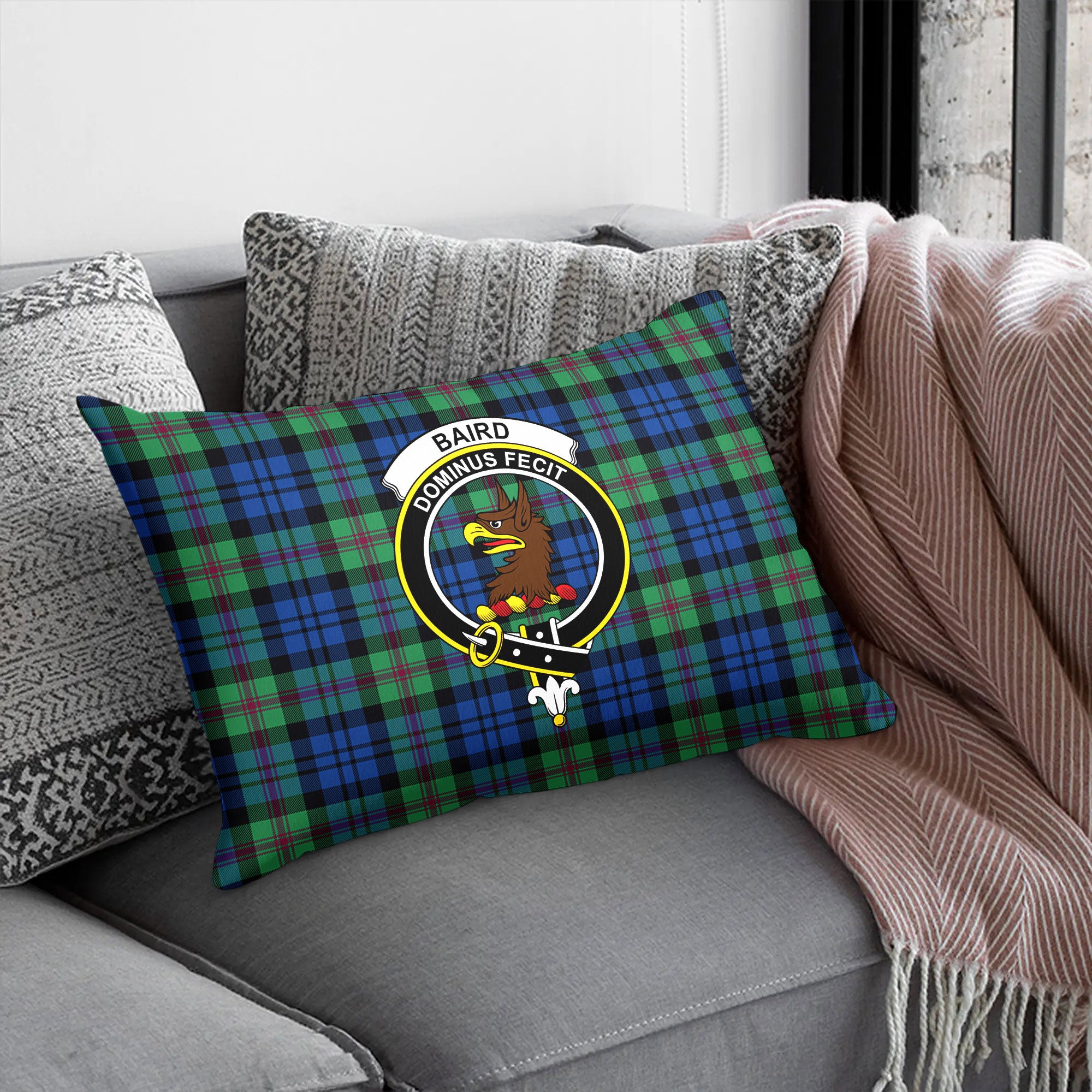 Baird Ancient Tartan Crest Pillow Cover